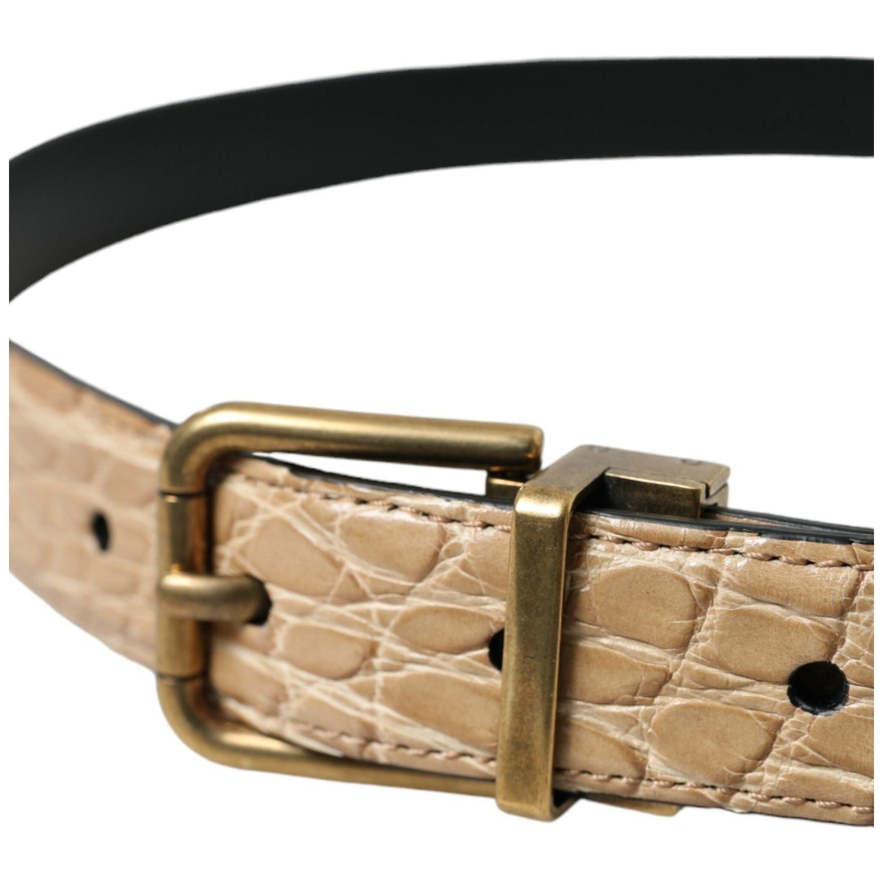 Elegant Beige Leather Belt