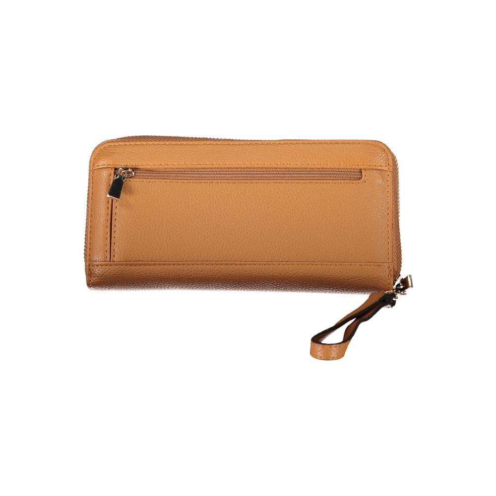 Chic Brown Polyethylene Wallet with Coin Purse