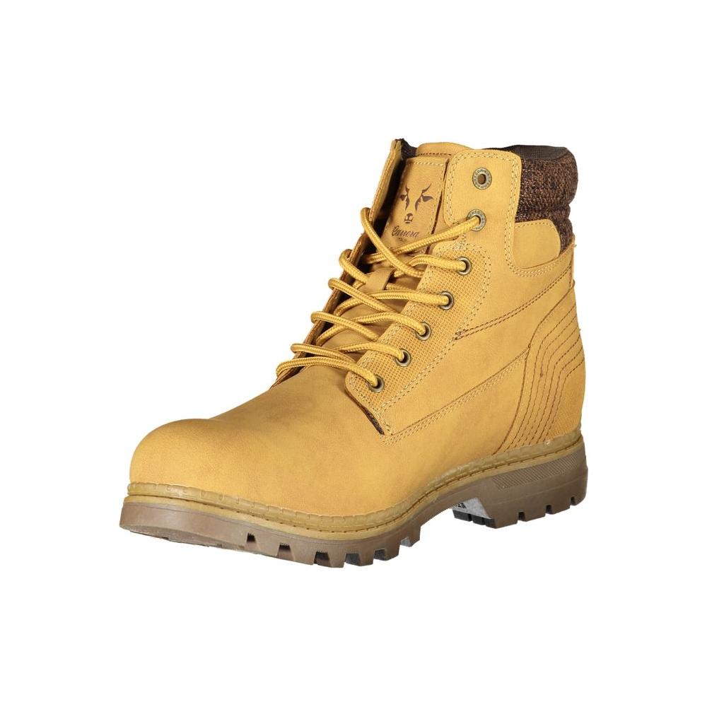 Sleek Yellow Lace-Up Boots with Contrast Detail