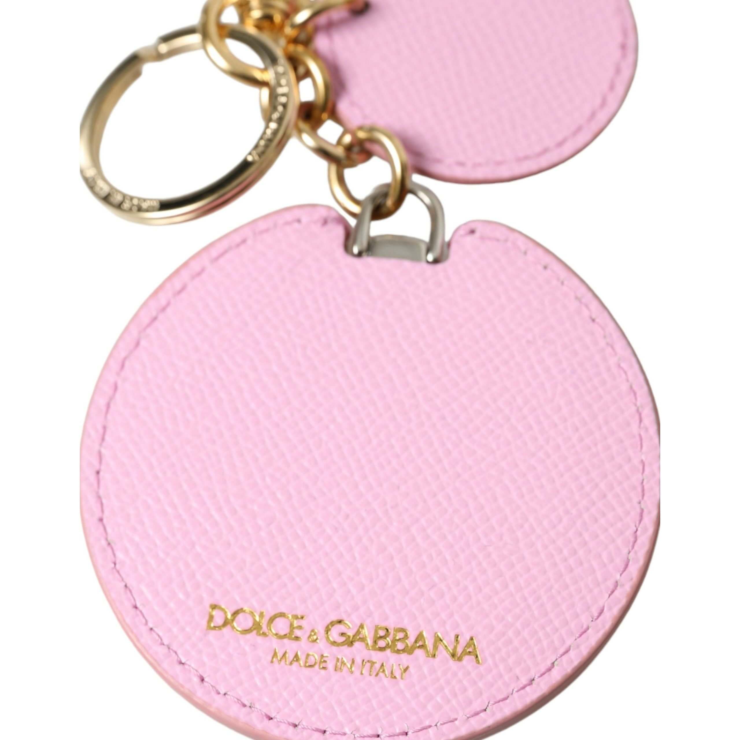 Elegant Pink Gold Leather Keychain