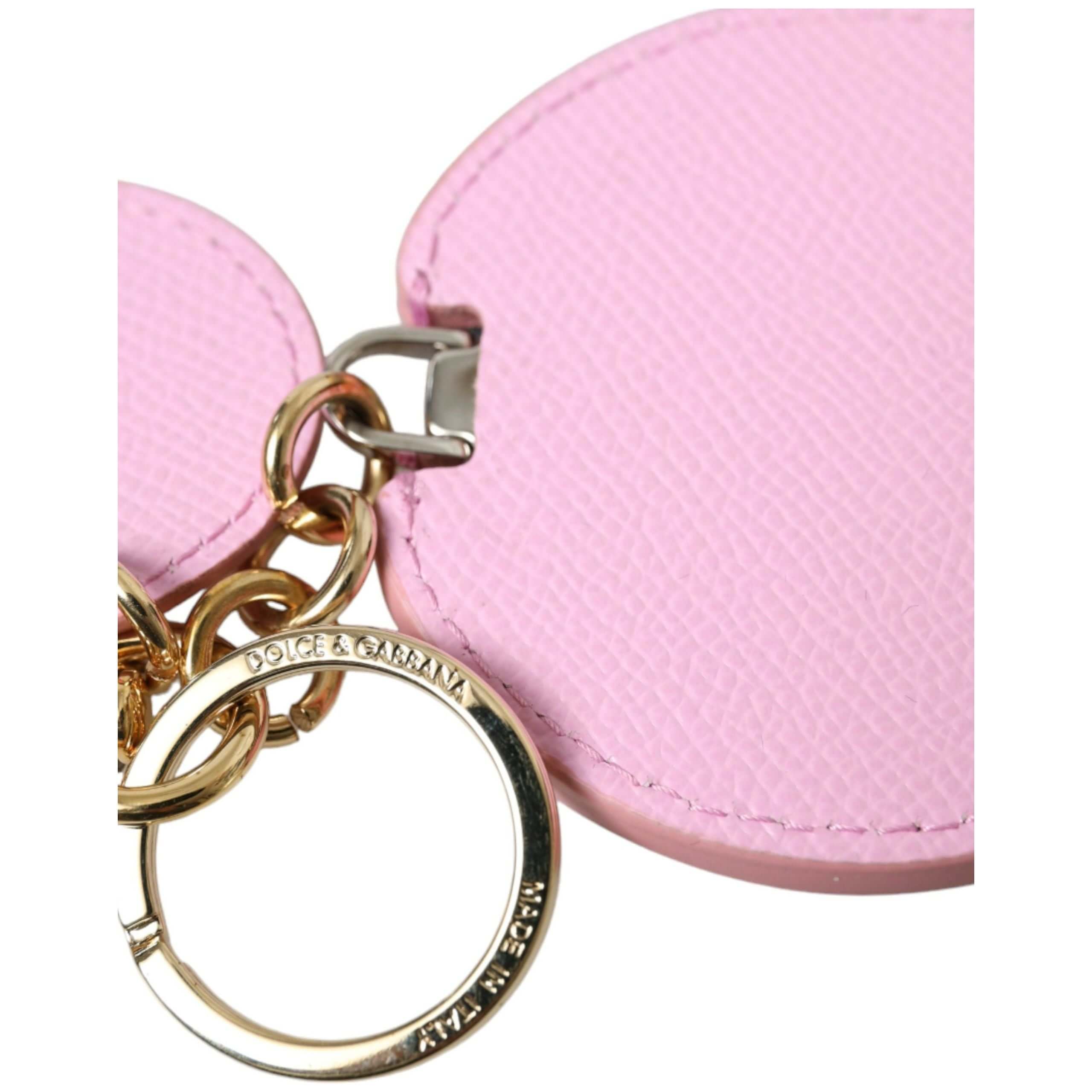 Elegant Pink Gold Leather Keychain