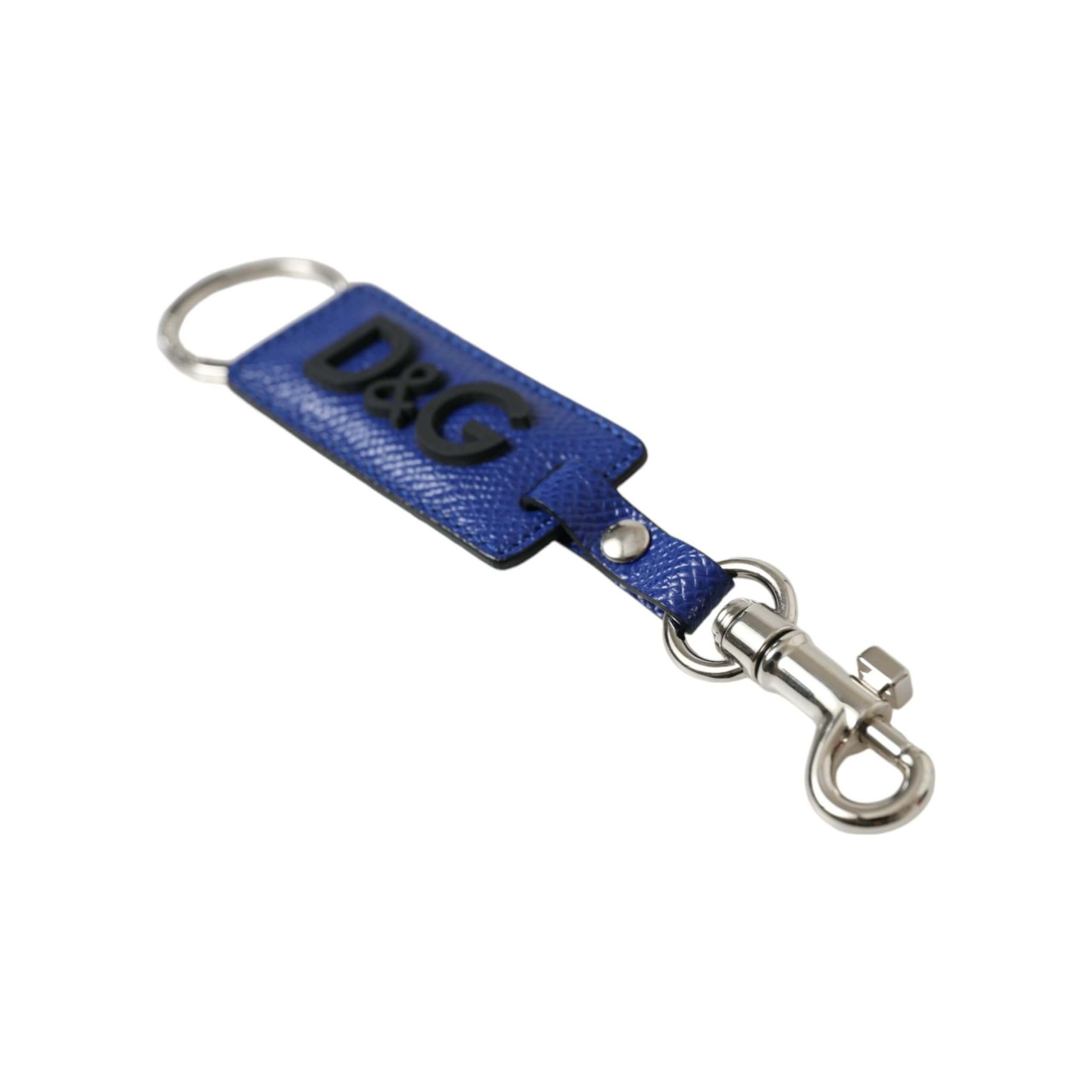 Elegant Blue Trifold Calf Leather Key Holder