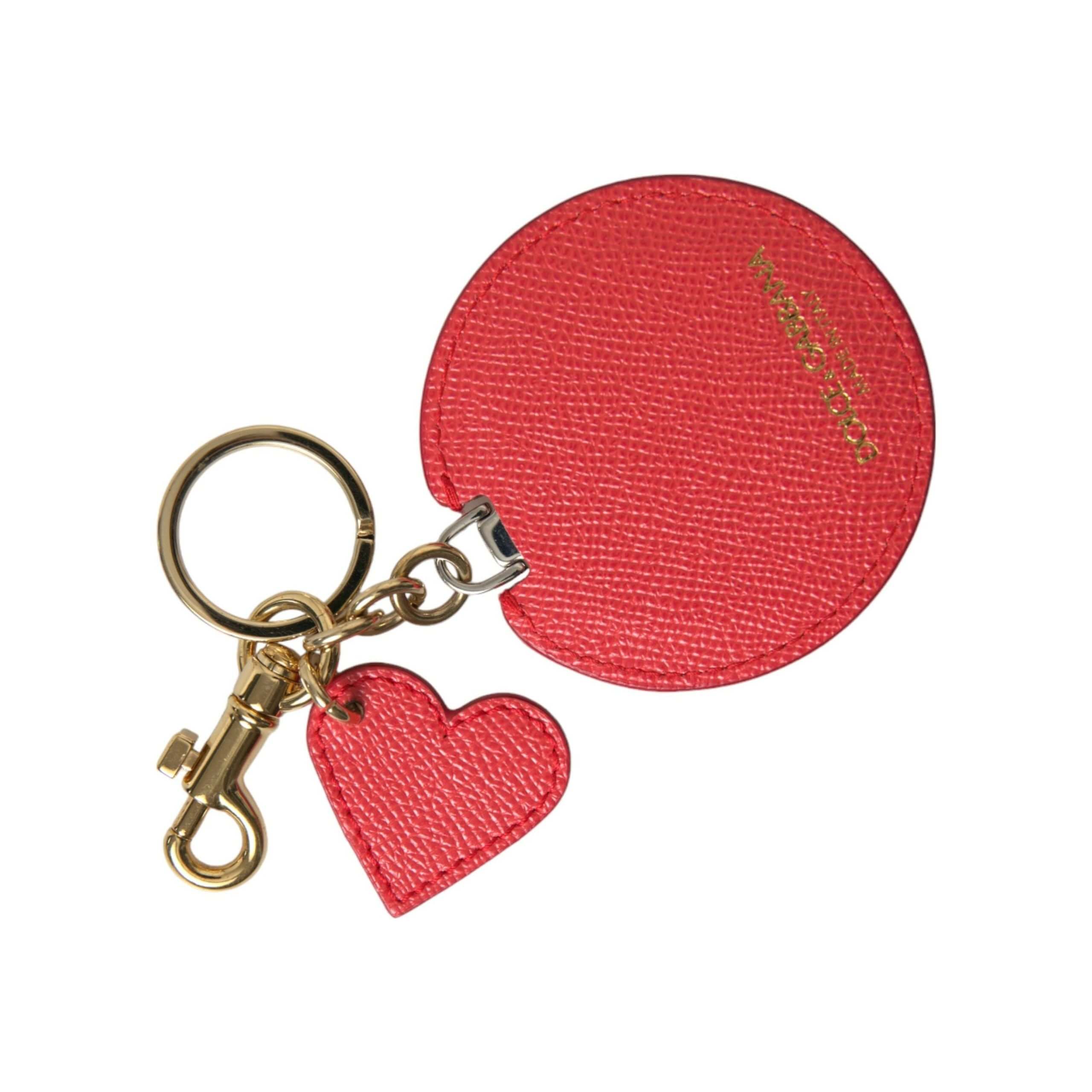 Elegant Red Leather Keychain with Gold Accents