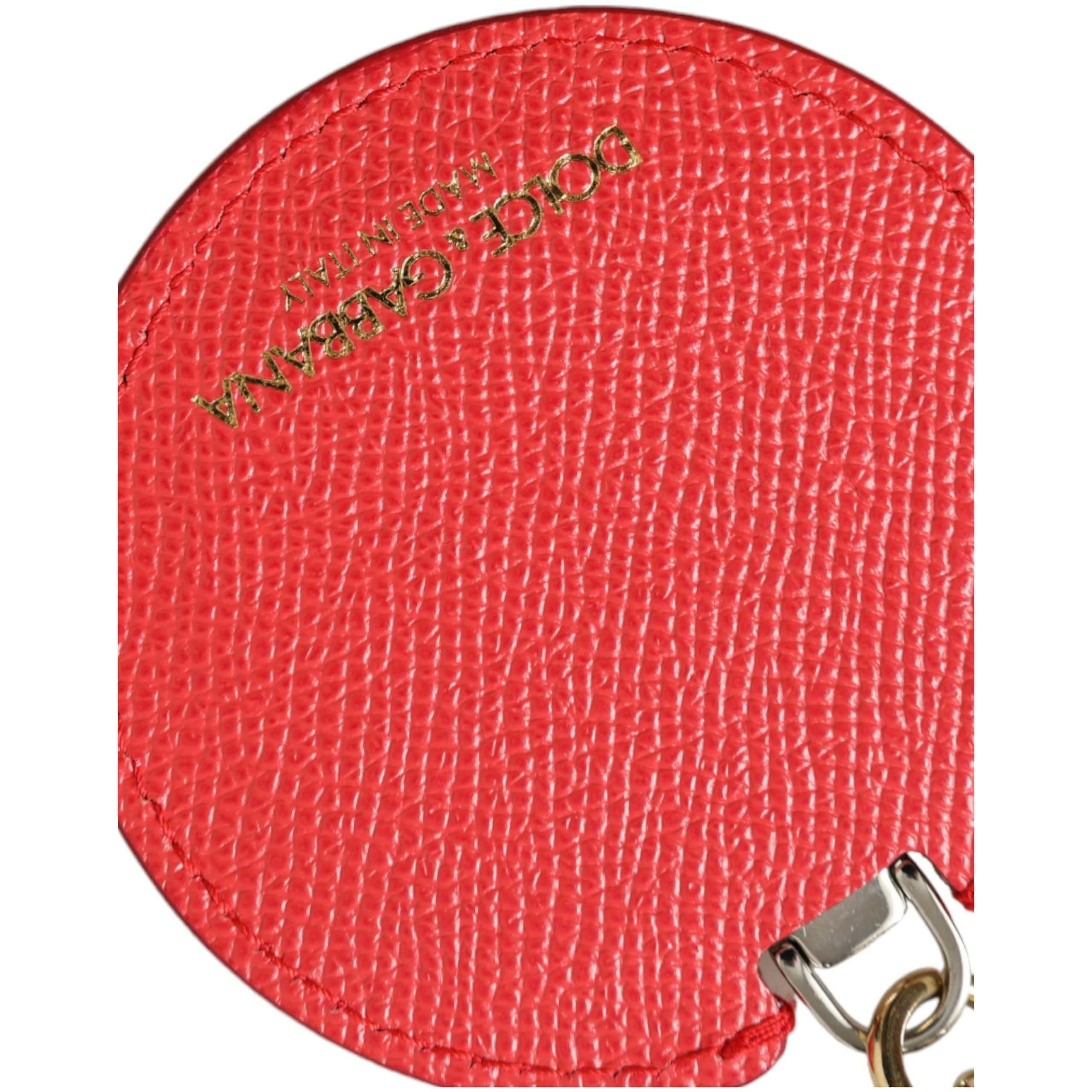 Elegant Red Leather Keychain with Gold Accents