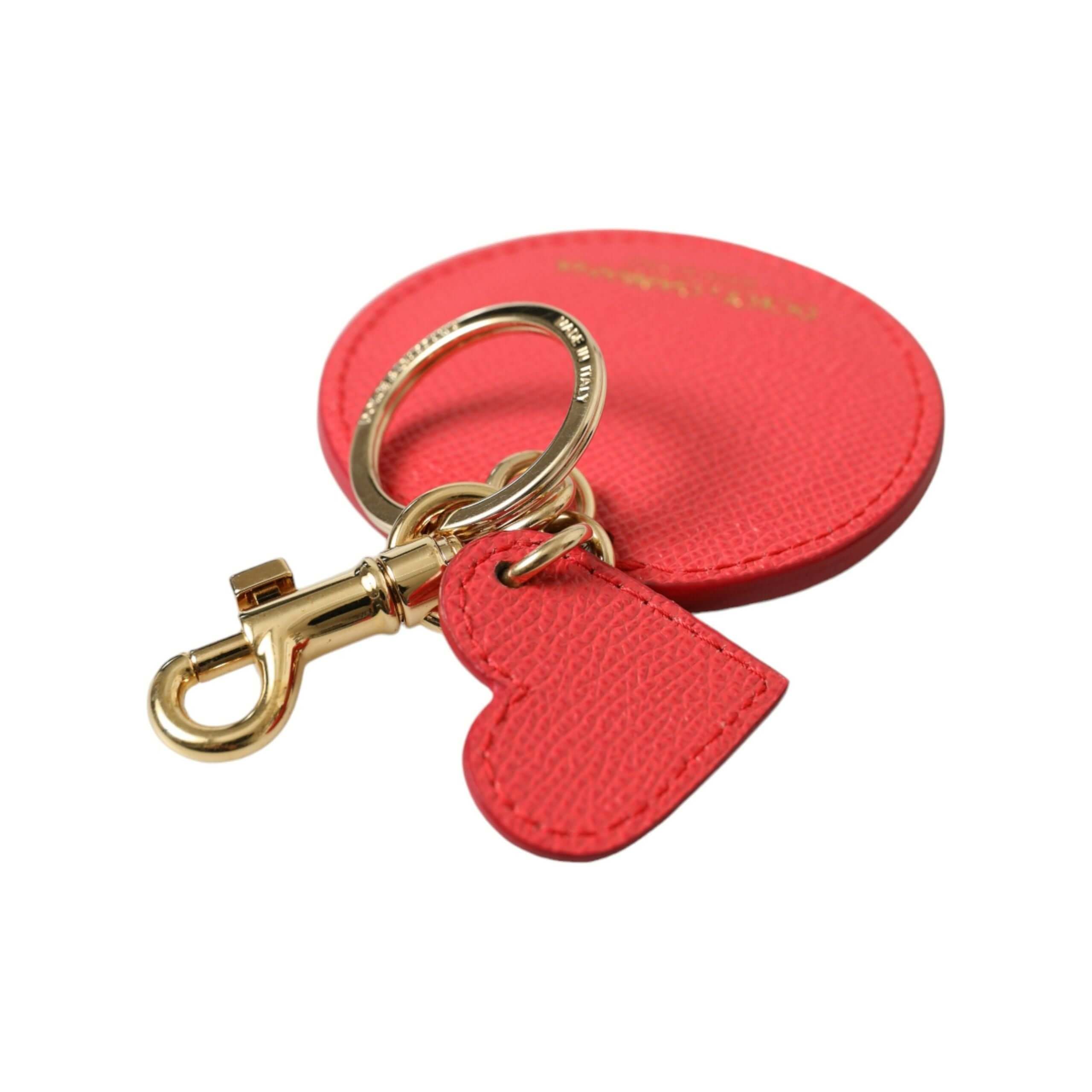 Elegant Red Leather Keychain with Gold Accents