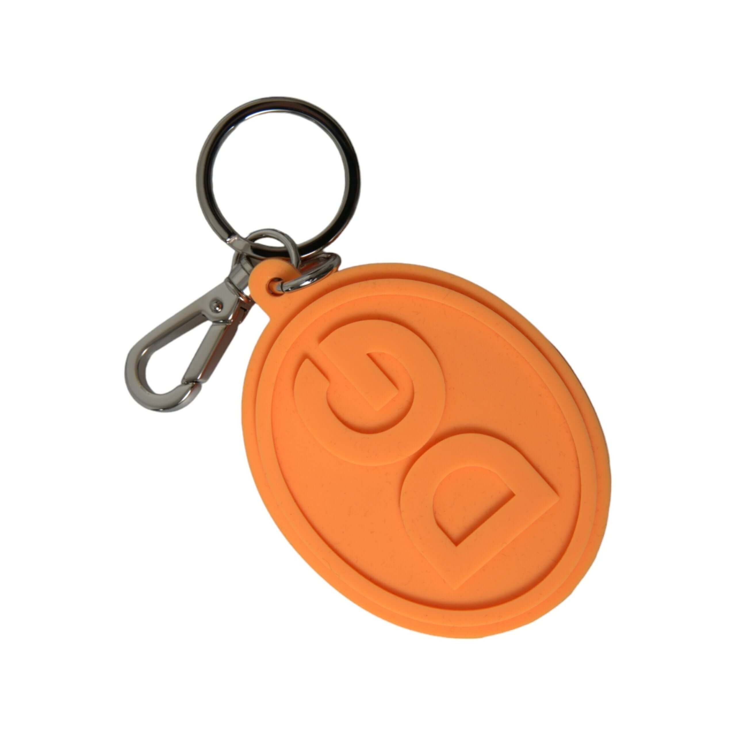 Elegant Orange Charm Keyring with Silver Detail