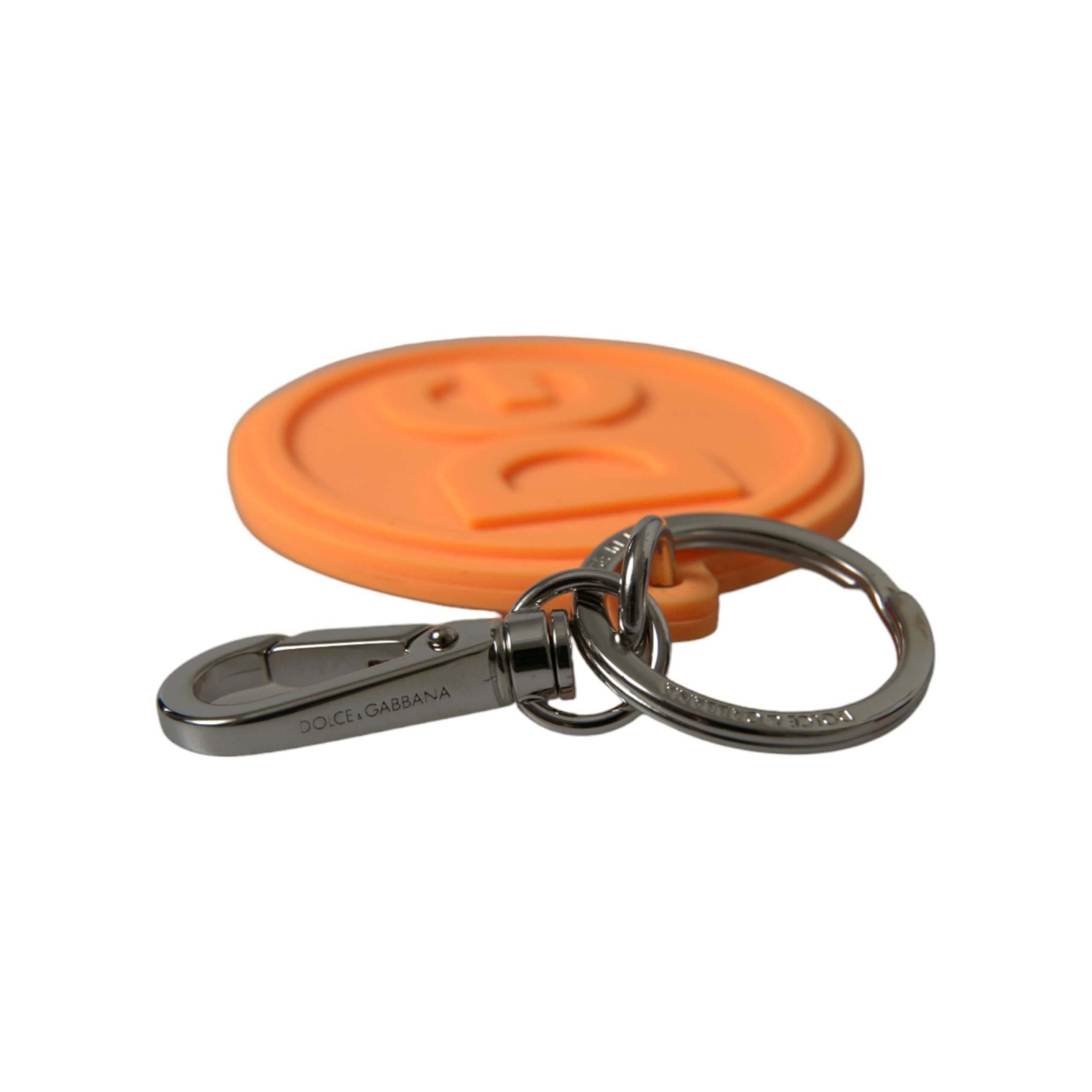 Elegant Orange Charm Keyring with Silver Detail