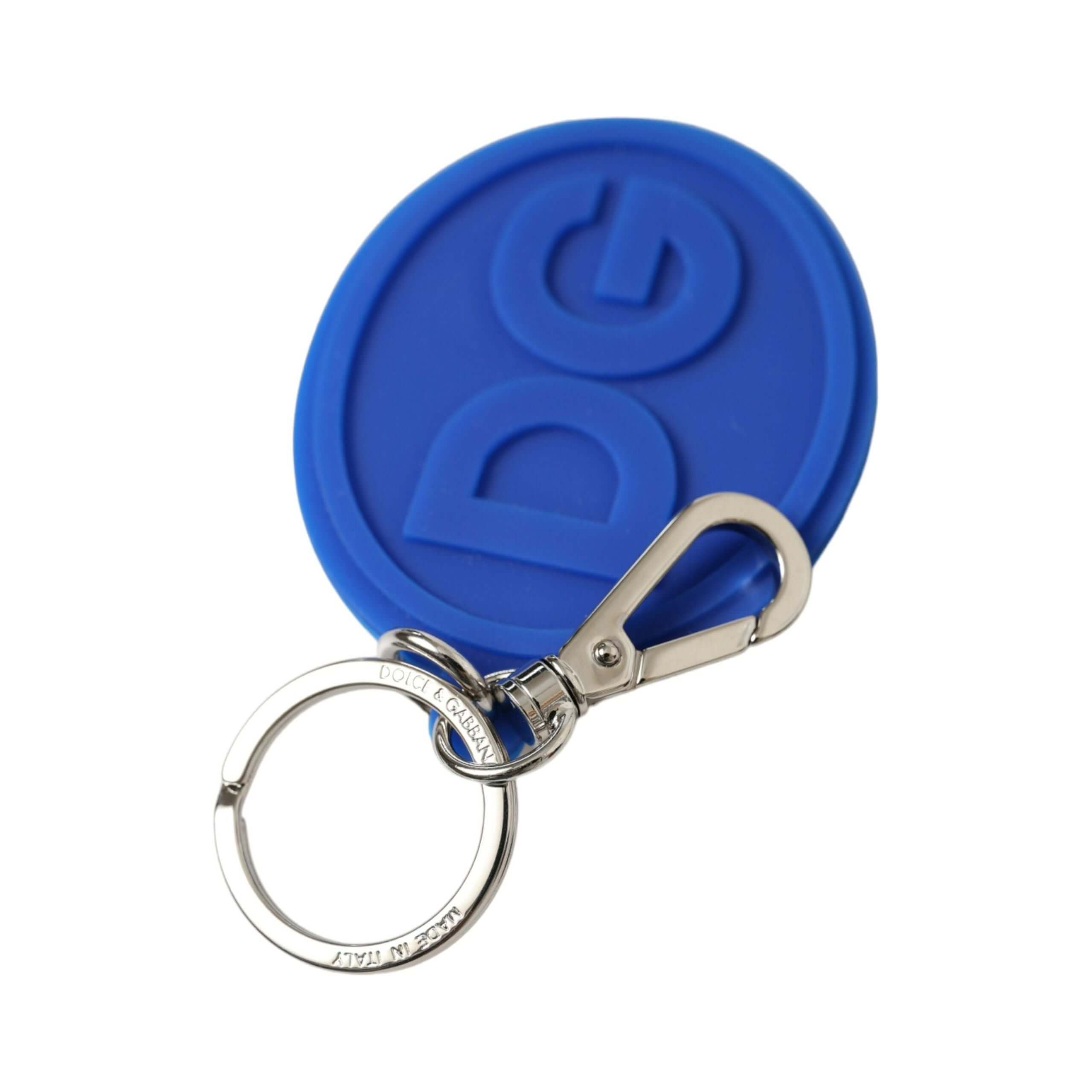 Elegant Blue Rubber Keychain with Brass Accents