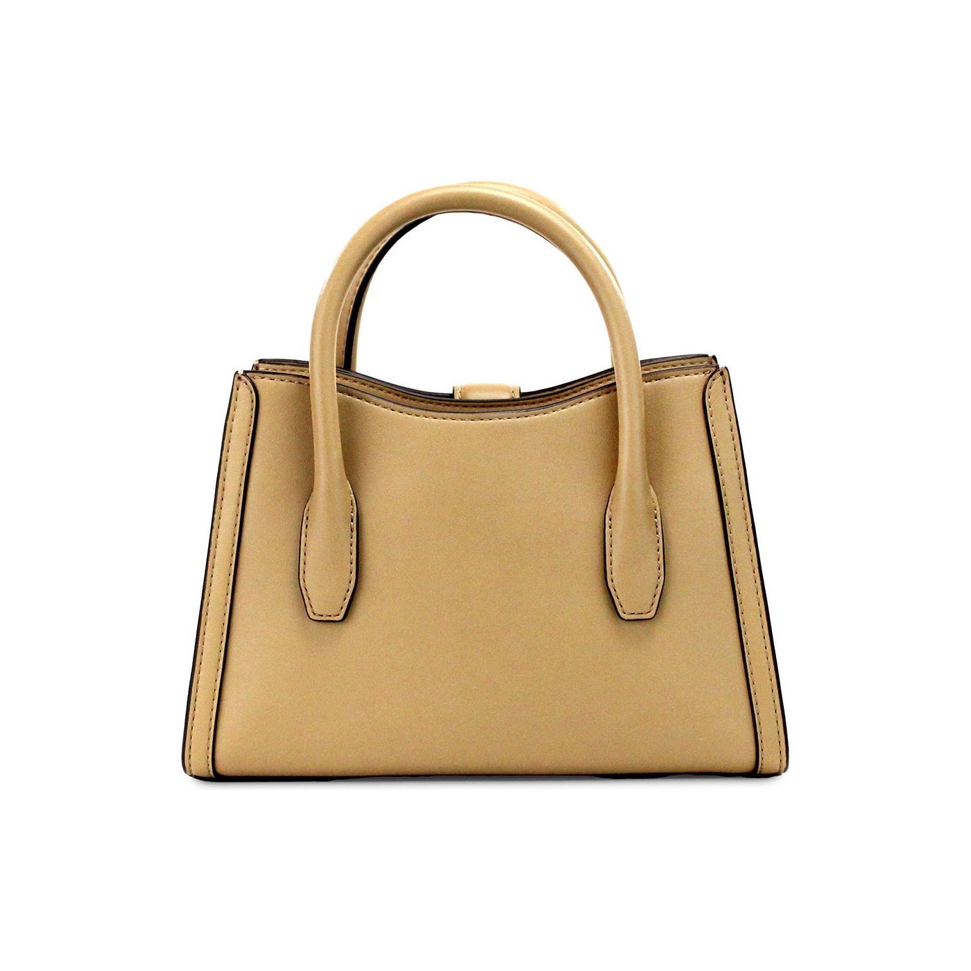 Gabby Small Camel Faux Leather Top Zip Satchel Crossbody Bag