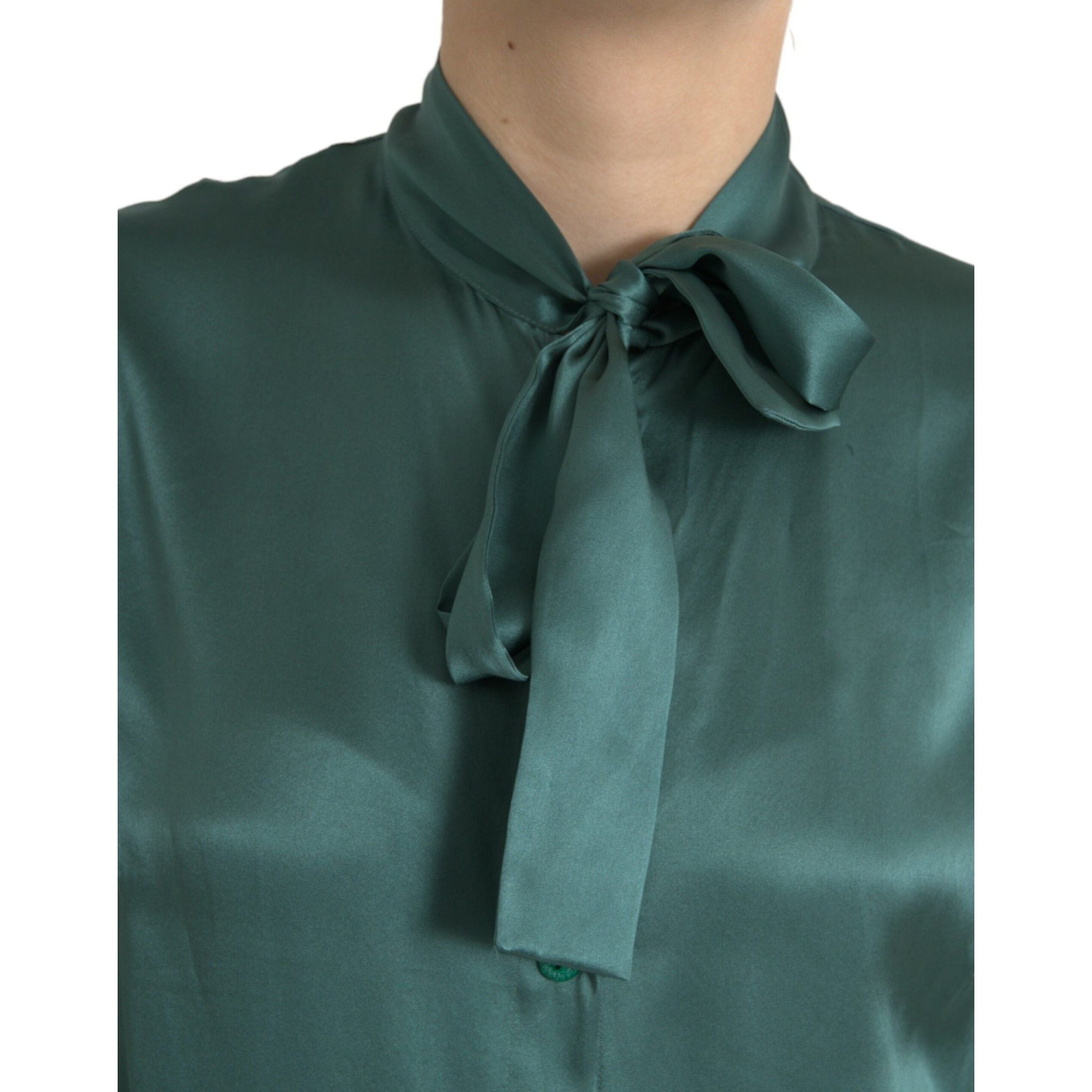 Elegant Dark Green Silk Blouse Top