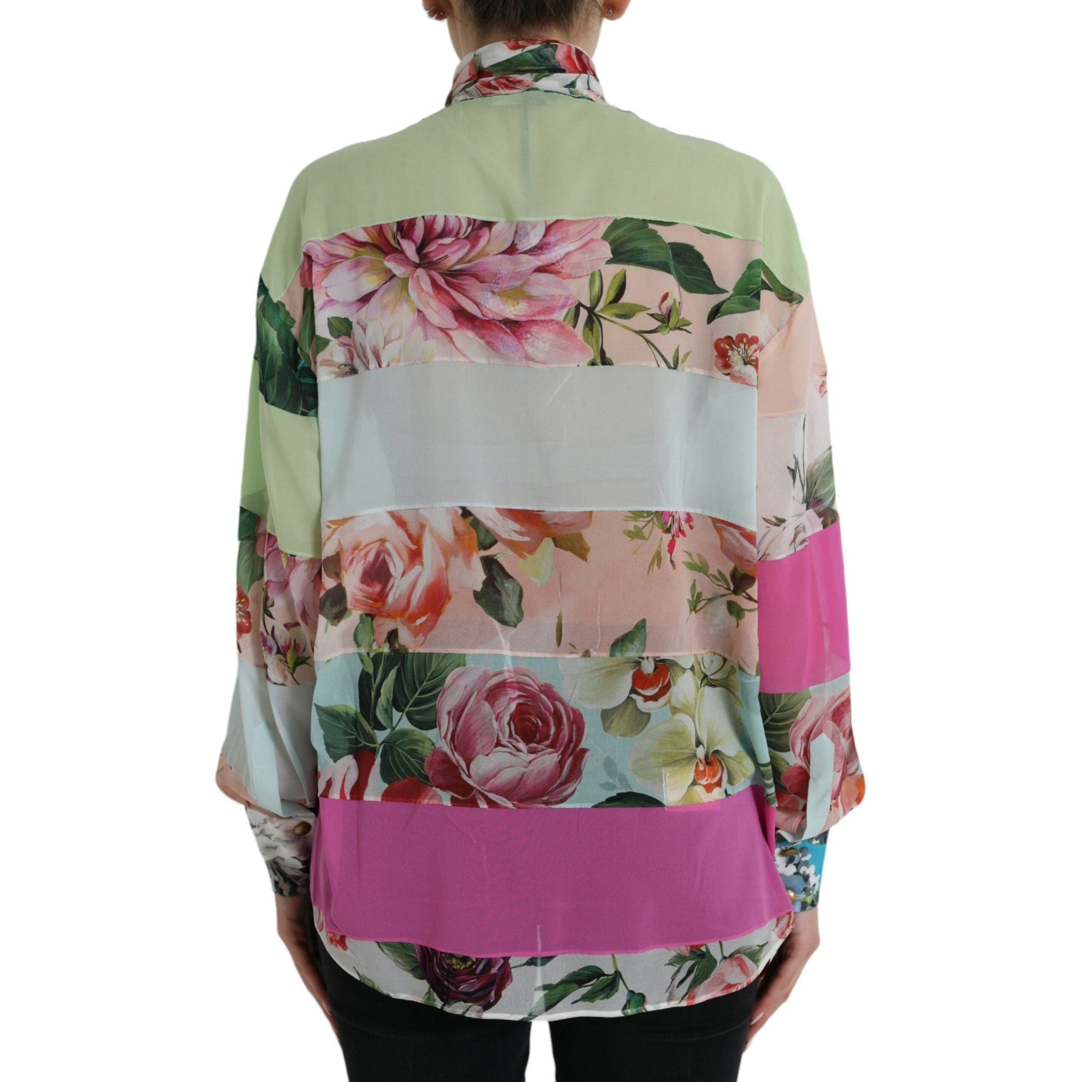 Elegant Multicolor Silk Blend Long Sleeve Top