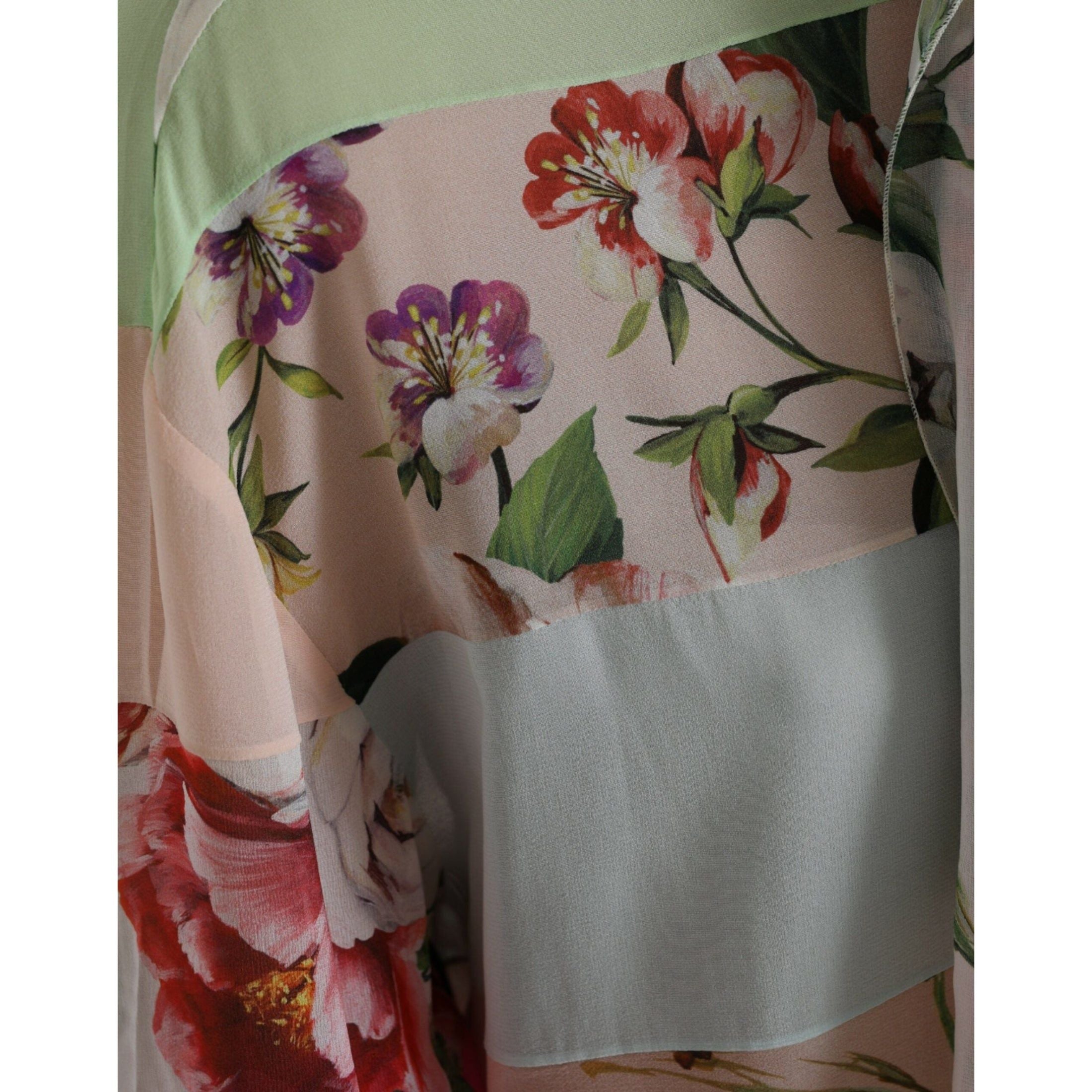 Elegant Multicolor Silk Blend Long Sleeve Top