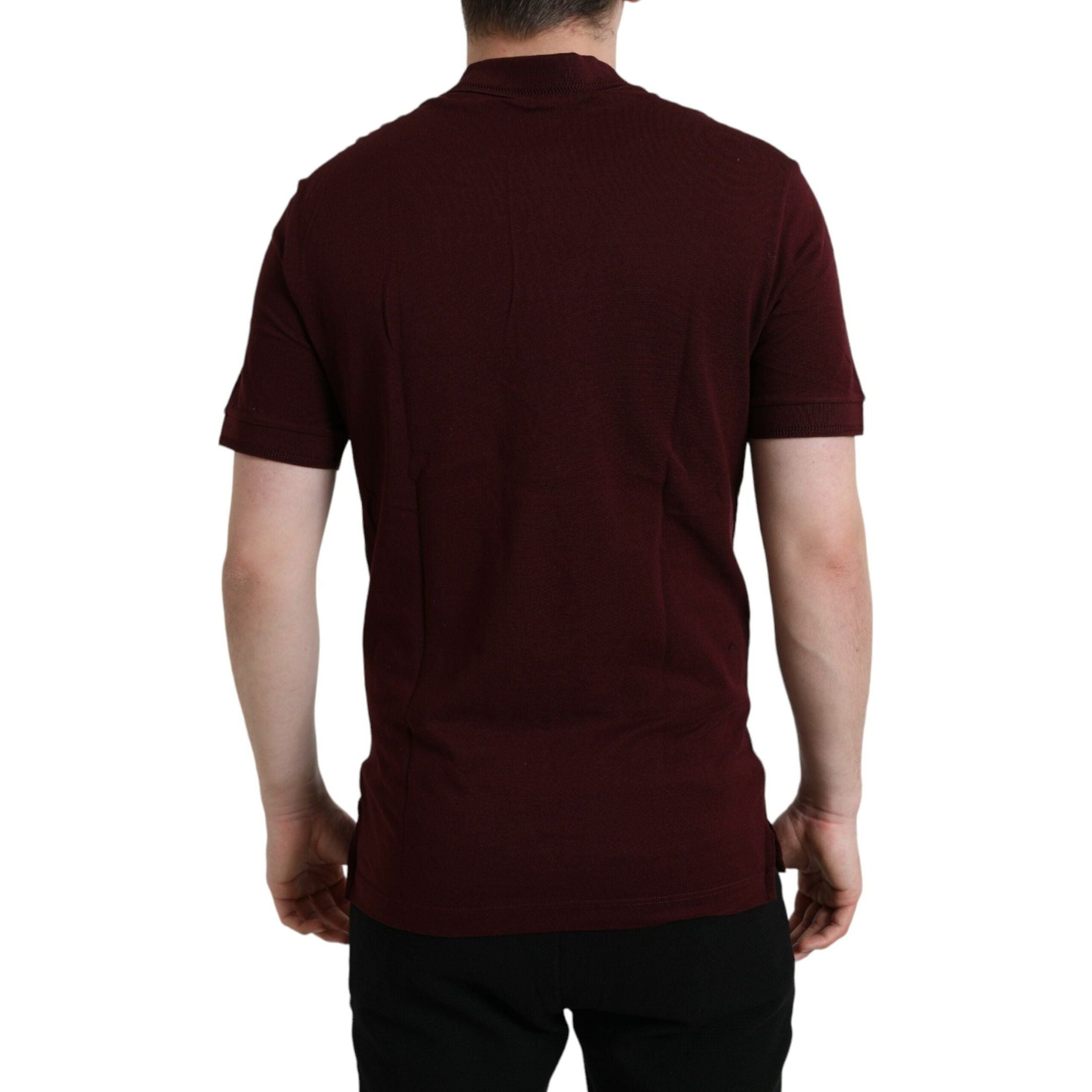 Elegant Maroon Cotton Blend Polo Tee