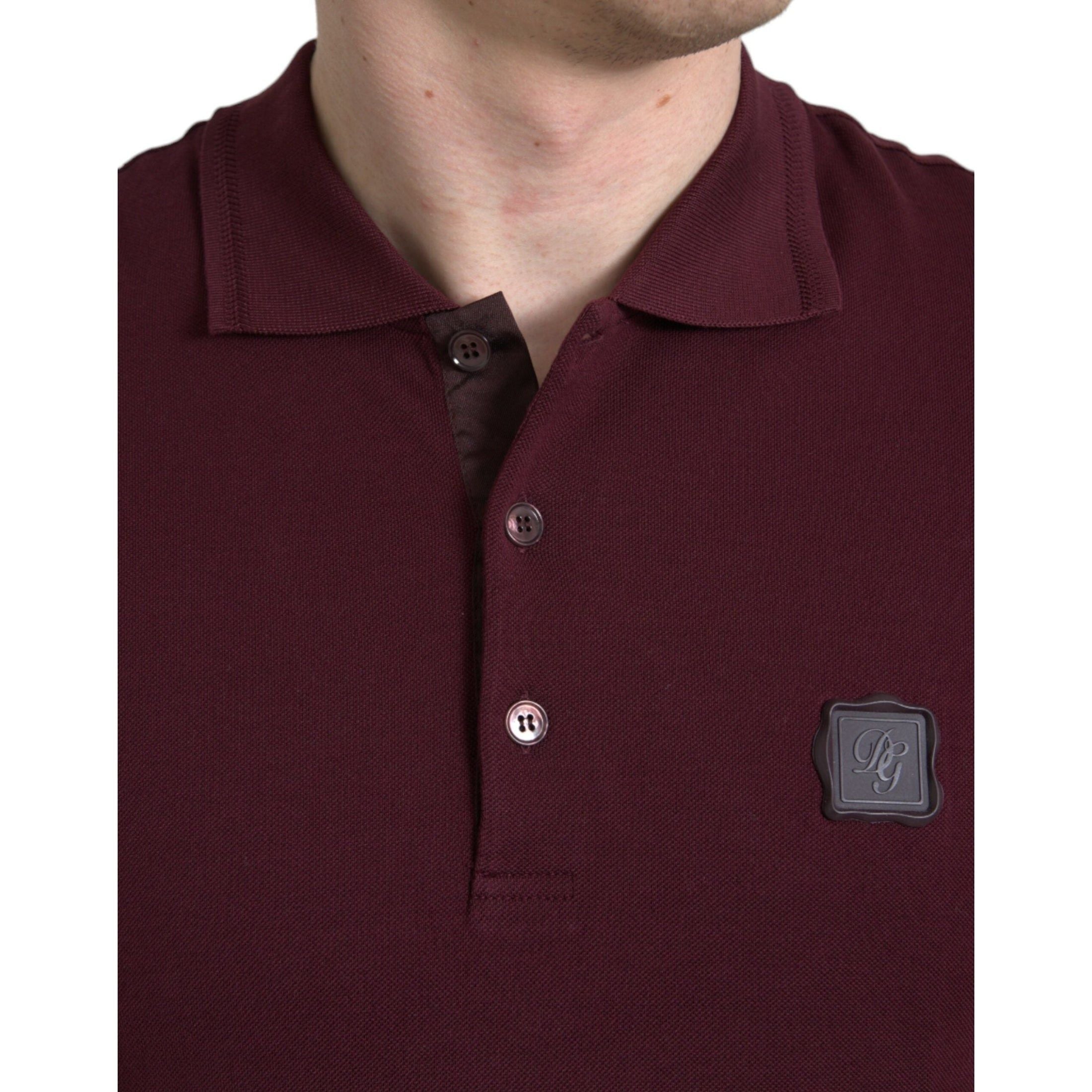 Elegant Maroon Cotton Blend Polo Tee