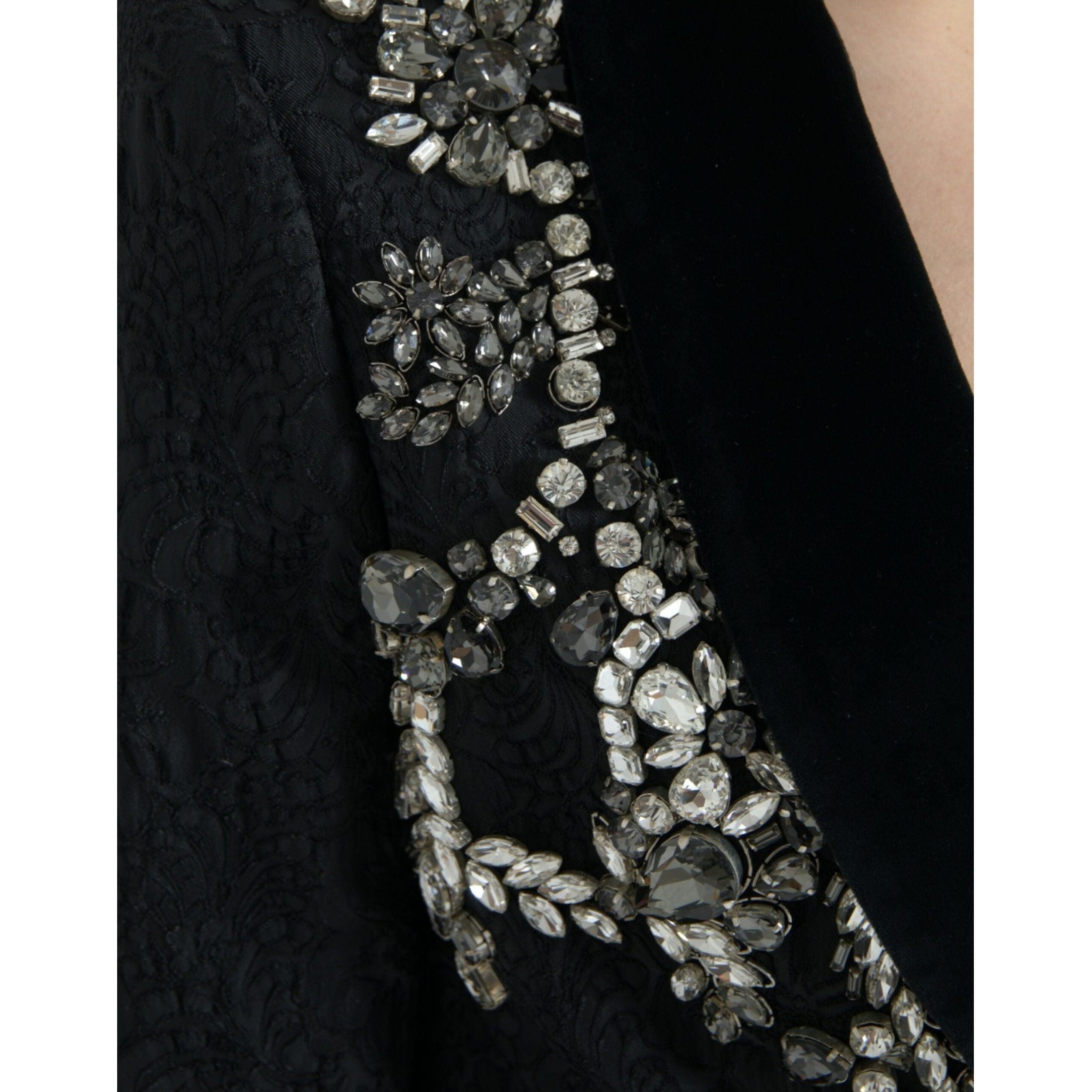 Elegant Embellished Black Overcoat Jacket