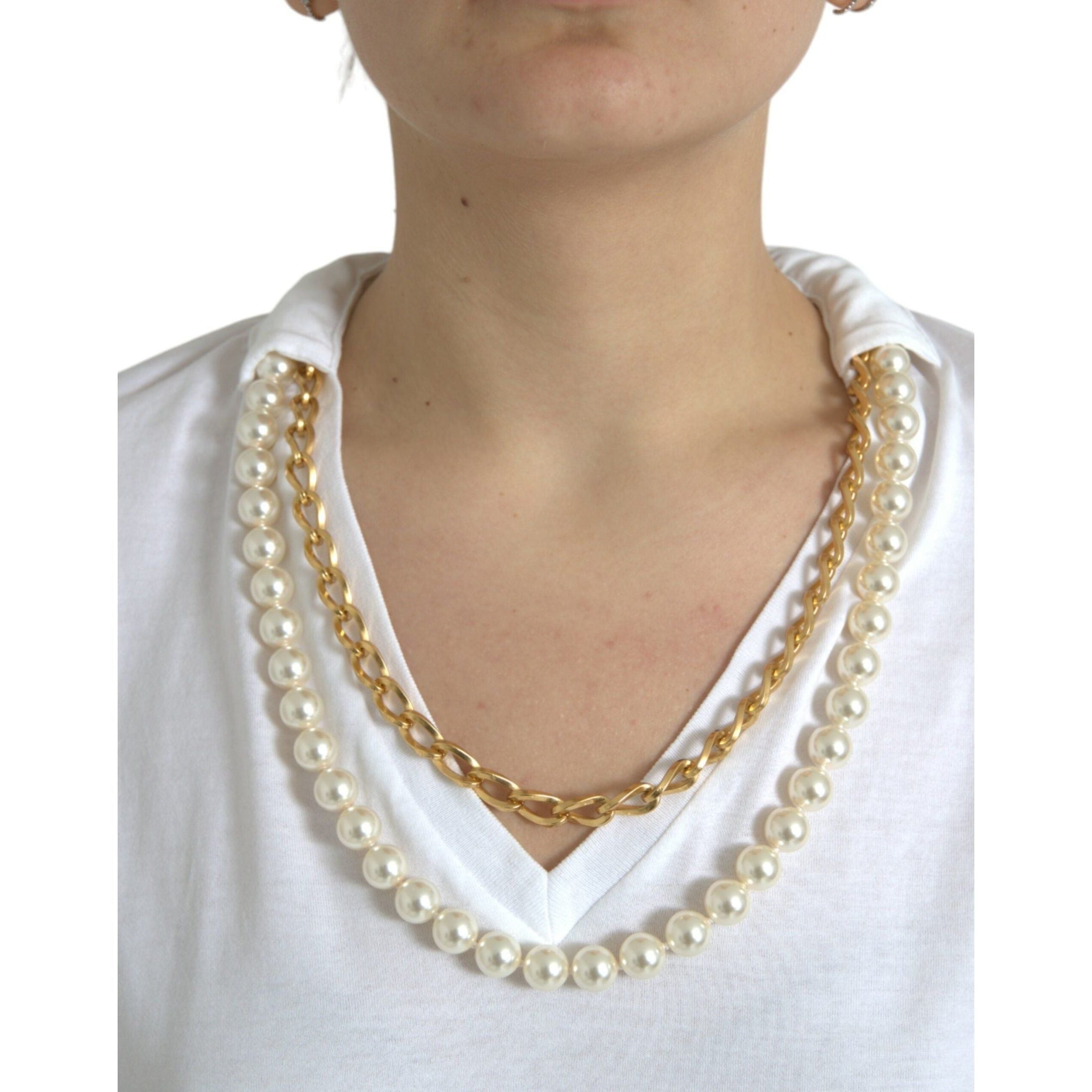 Elegant White Cotton Tee with Necklace Detail