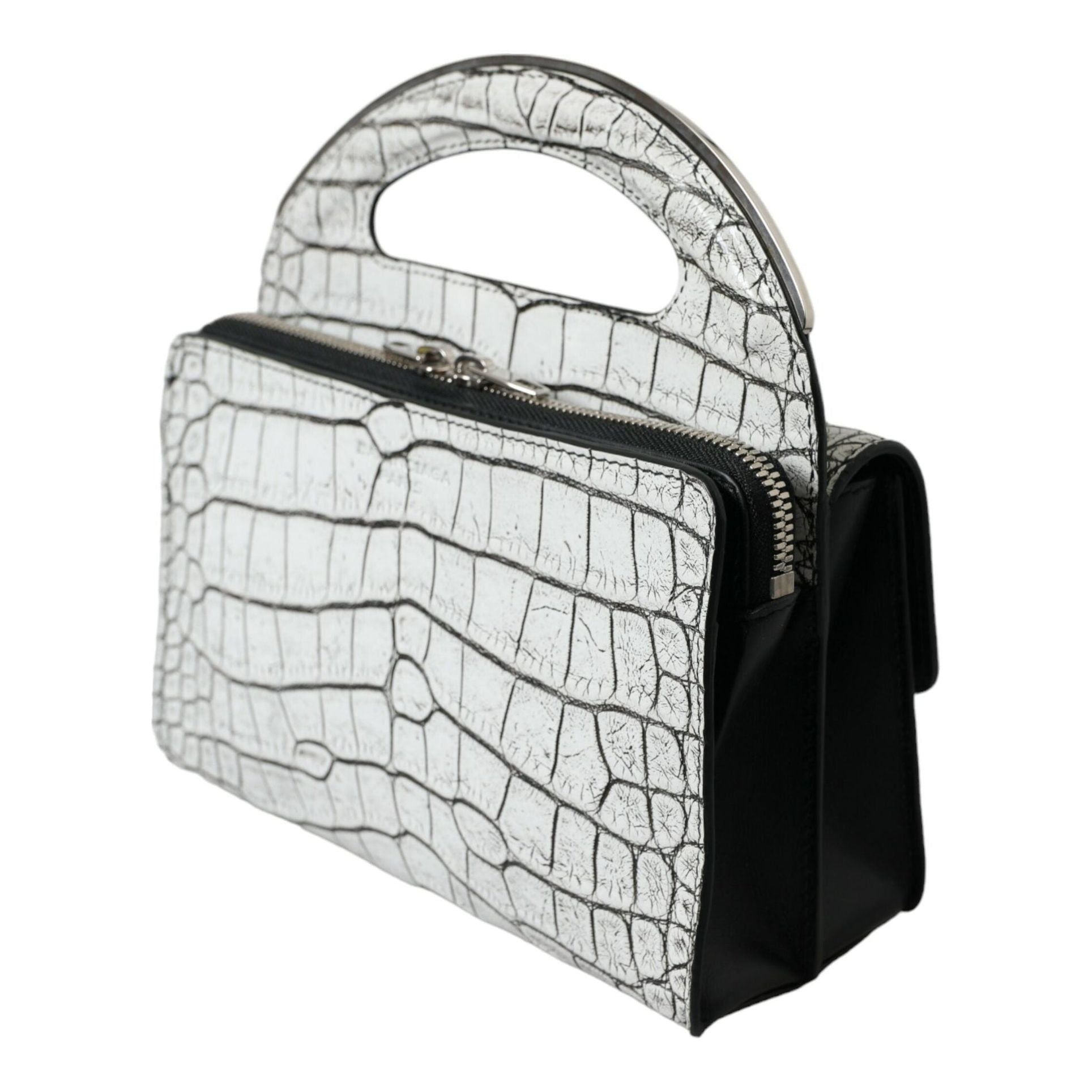 Metallic Silver Alligator Leather Mini Bag