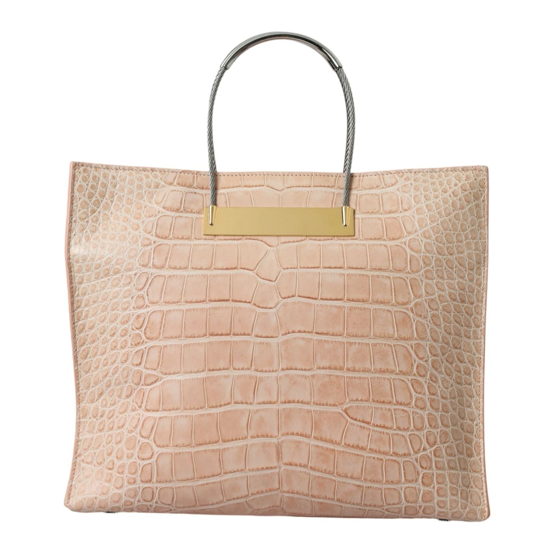 Alligator Leather Chic Pink Tote Bag