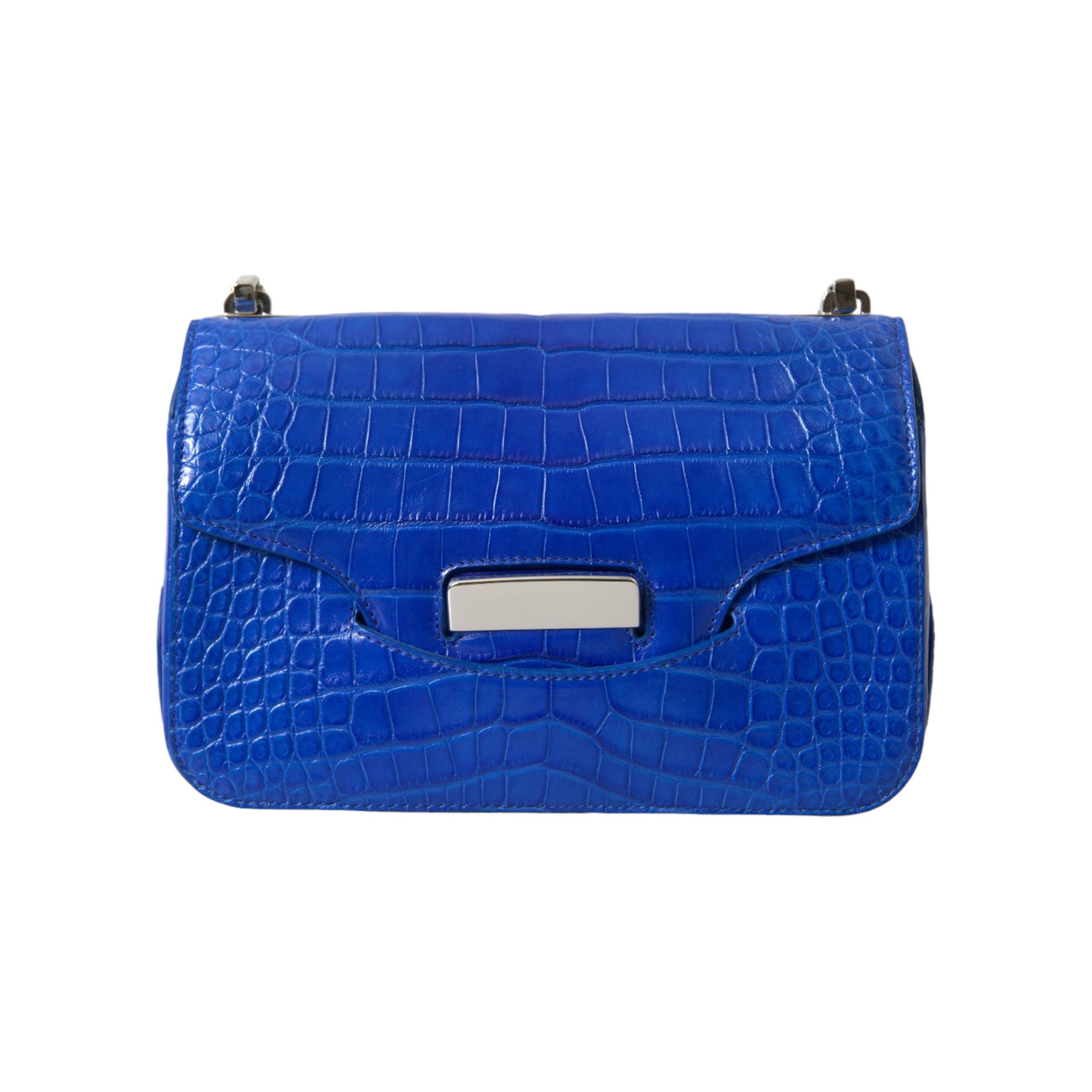 Alligator Skin Mini Shoulder Bag - Elegant Blue