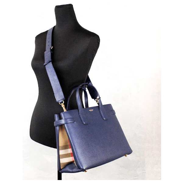 Banner Medium Regency Blue Leather Tote Crossbody Handbag Purse