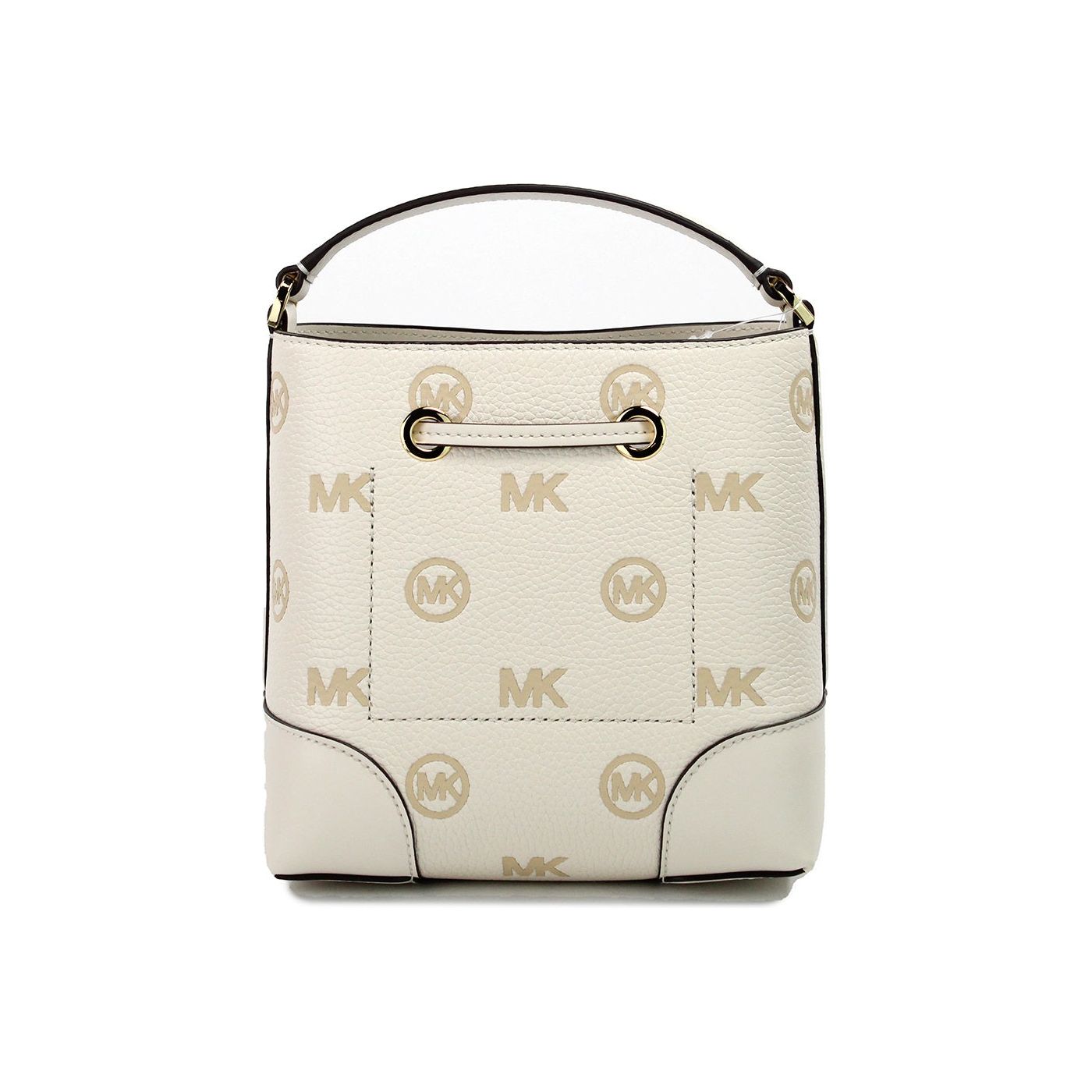 Mercer Small Light Cream Embossed Drawstring Bucket Messenger Bag