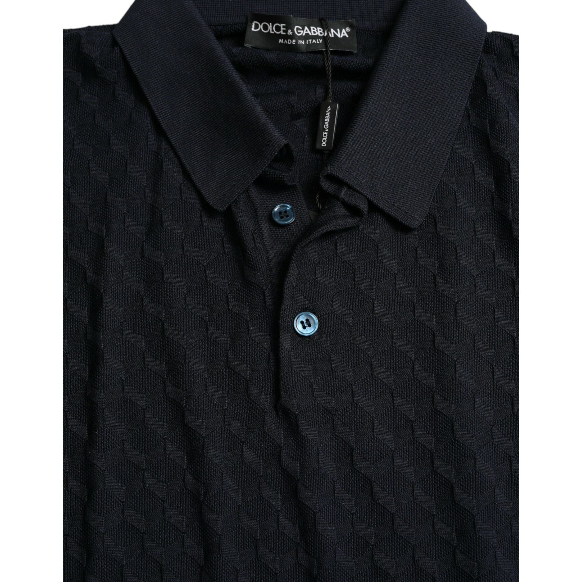 Dark Blue Collared Short Sleeve Polo T-shirt