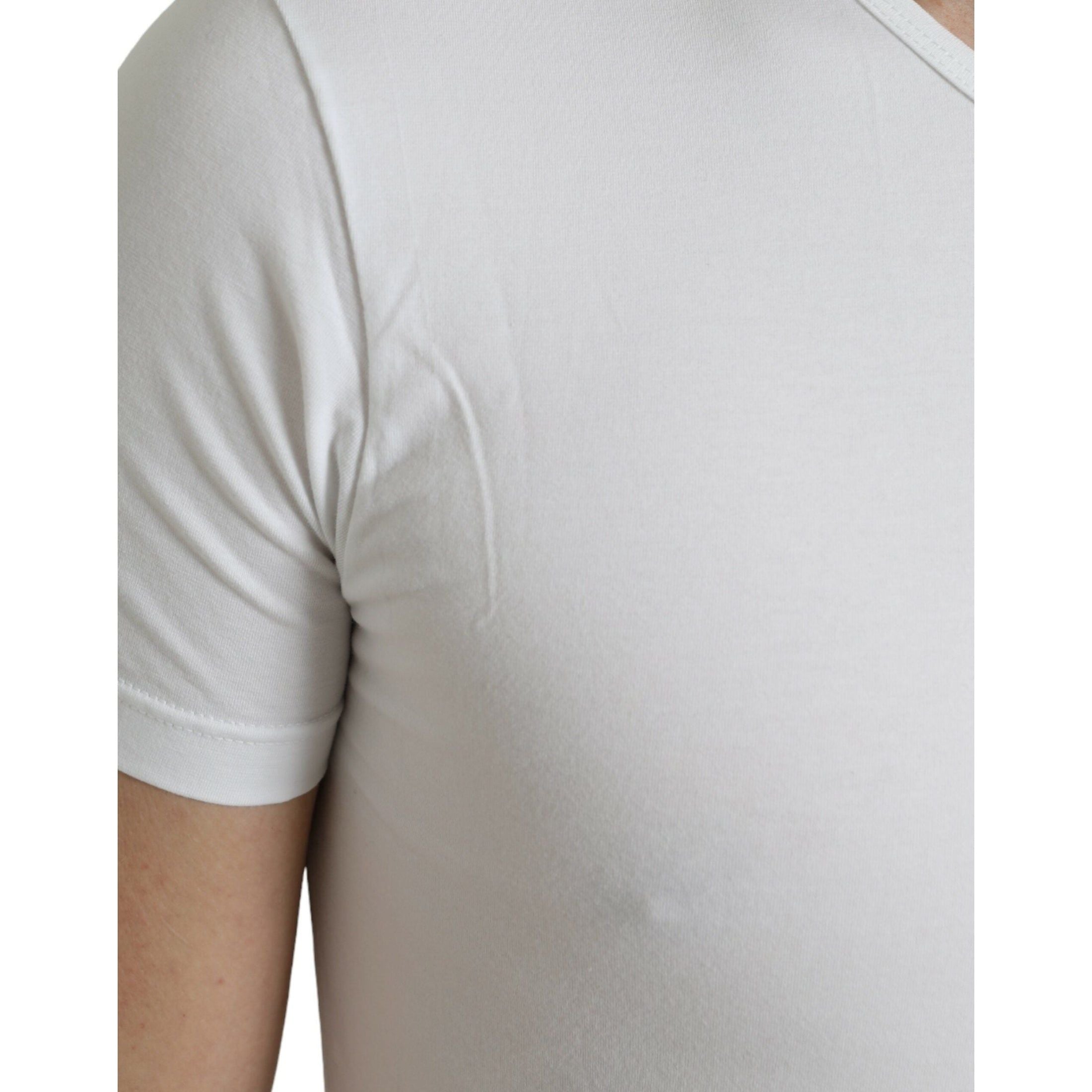 White Cotton Round Neck Crewneck Underwear T-shirt