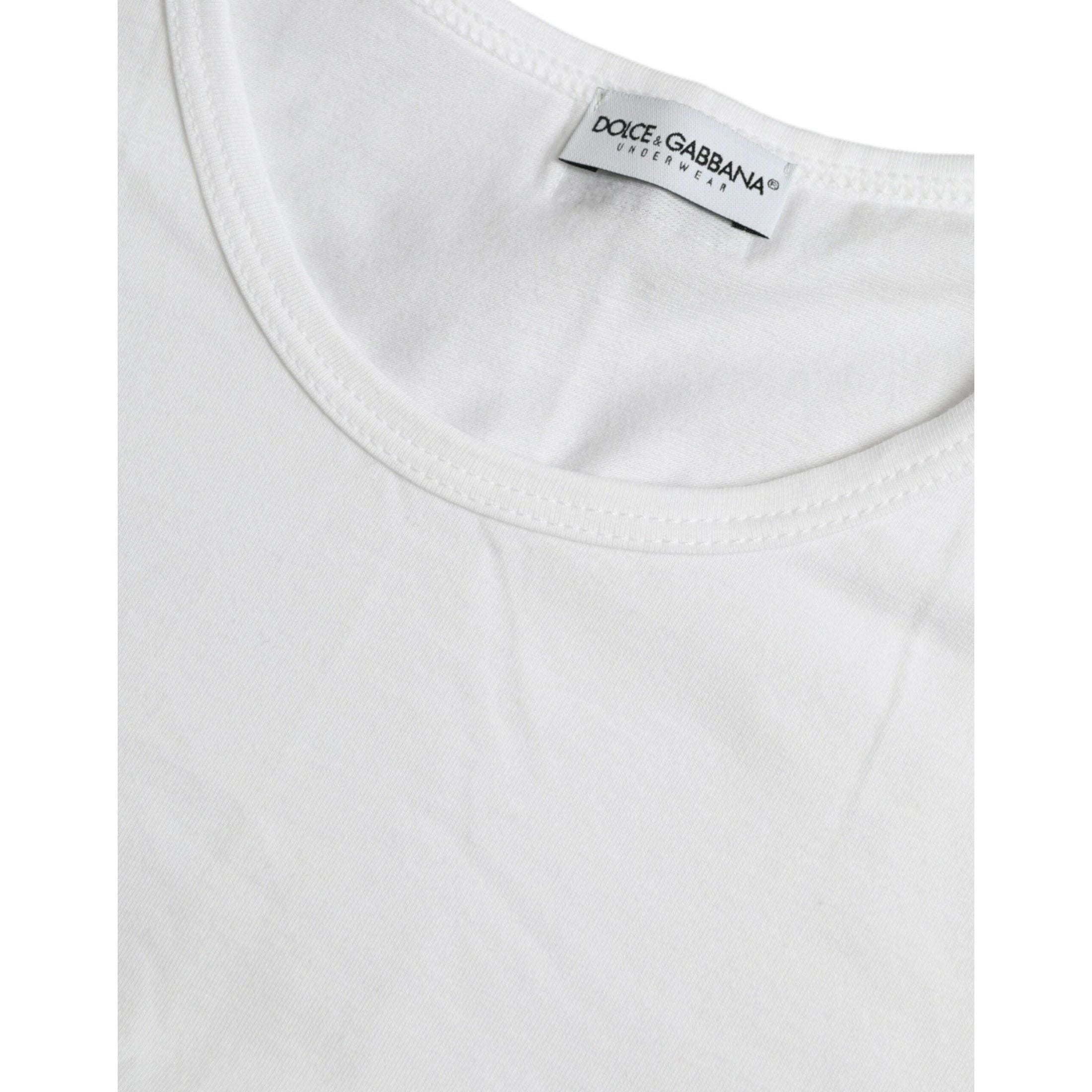 White Cotton Round Neck Crewneck Underwear T-shirt