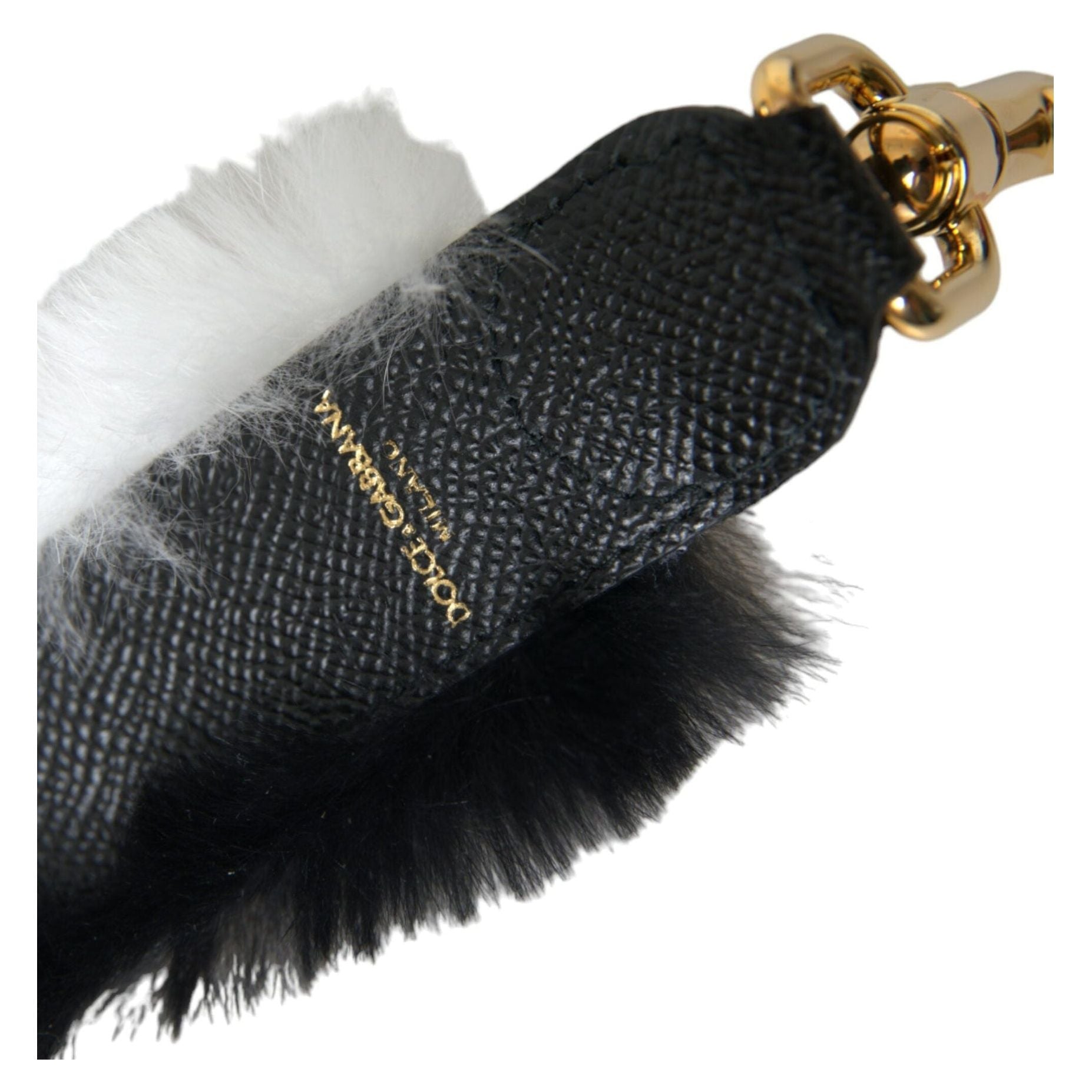 Black White Lapin Fur Accessory Shoulder Strap