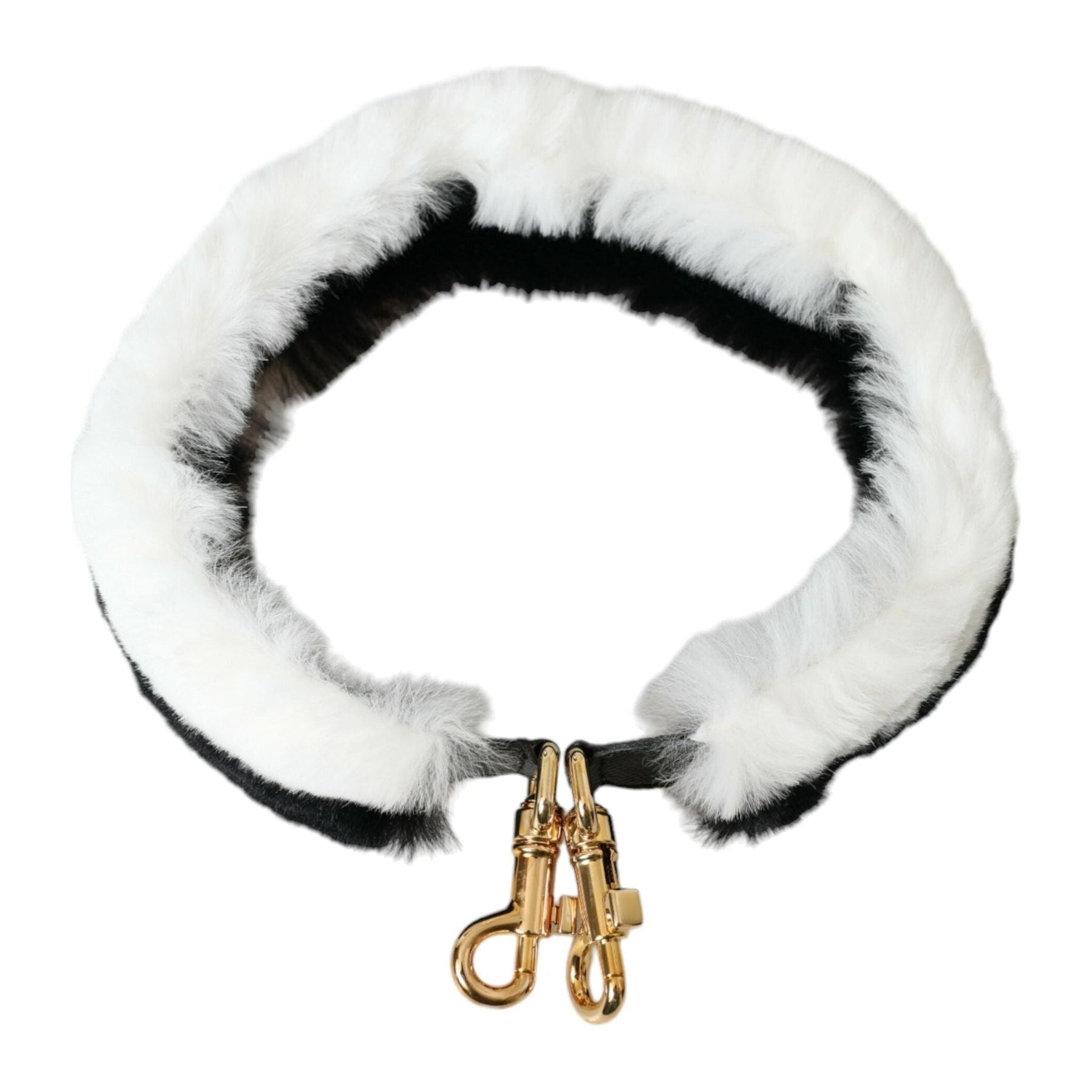 Black White Lapin Fur Accessory Shoulder Strap