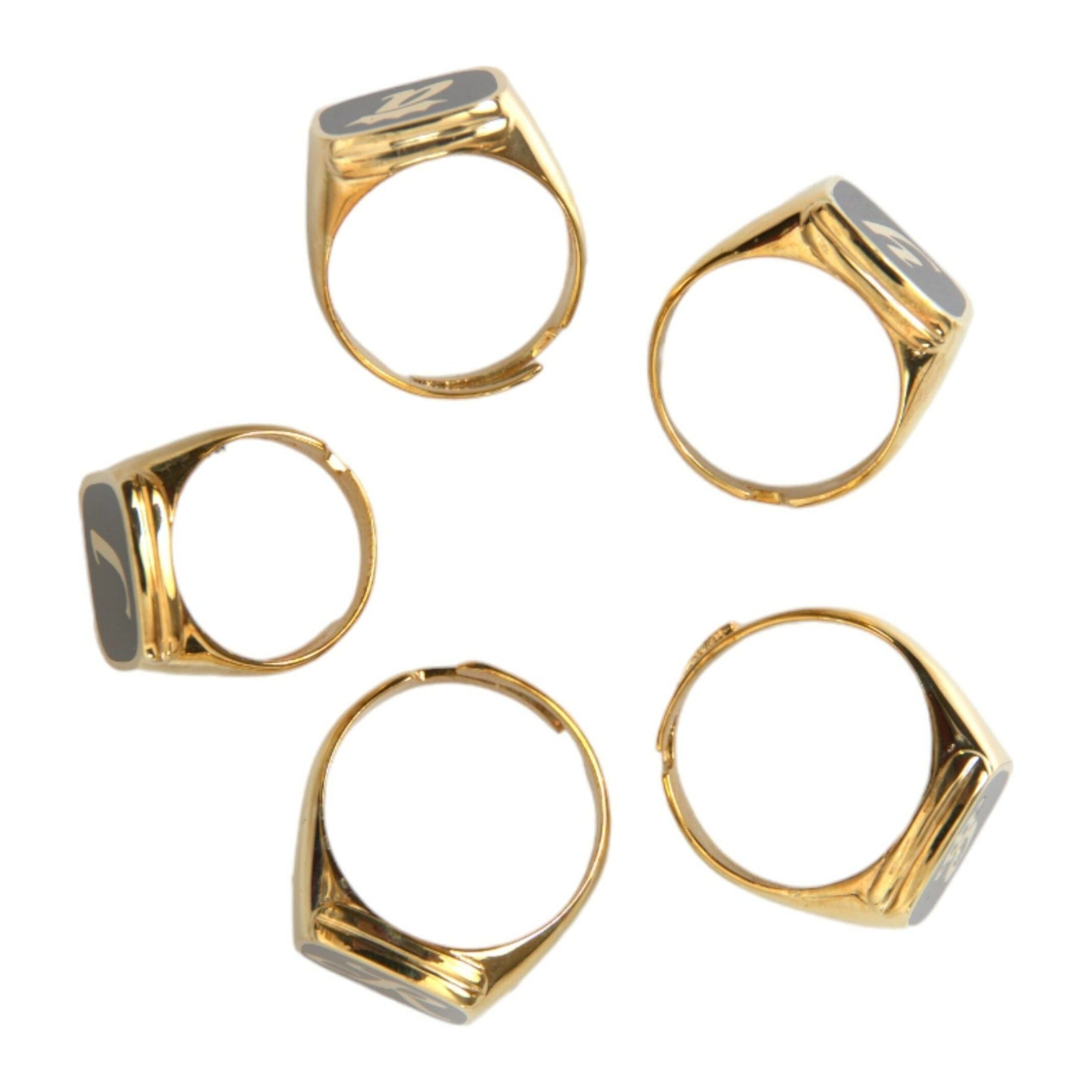 Gold Brass ROYAL Enamel Set of 5 Ring