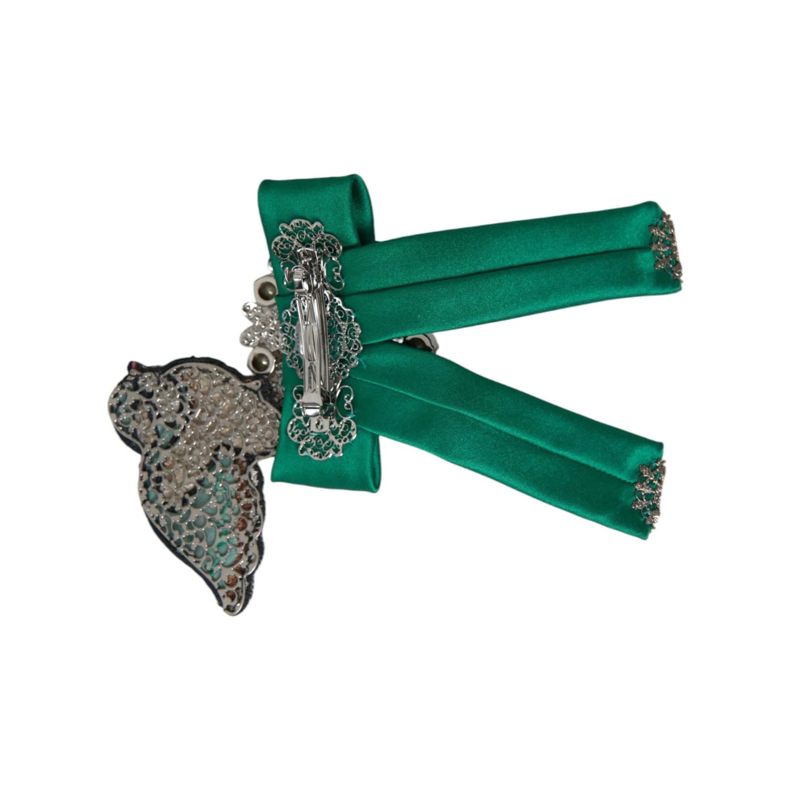 Green Satin Bird Crystal Women Hair Clip