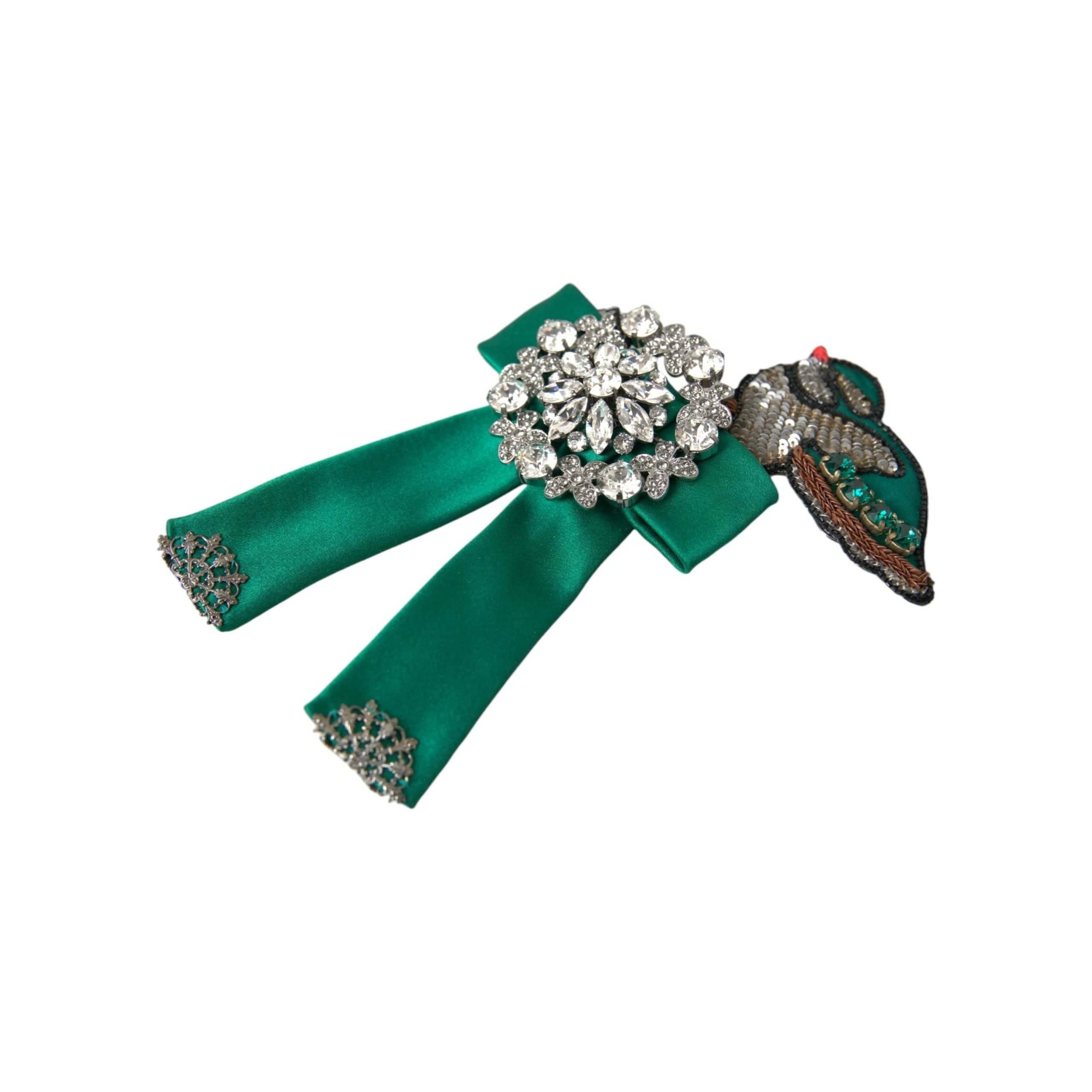 Green Satin Bird Crystal Women Hair Clip