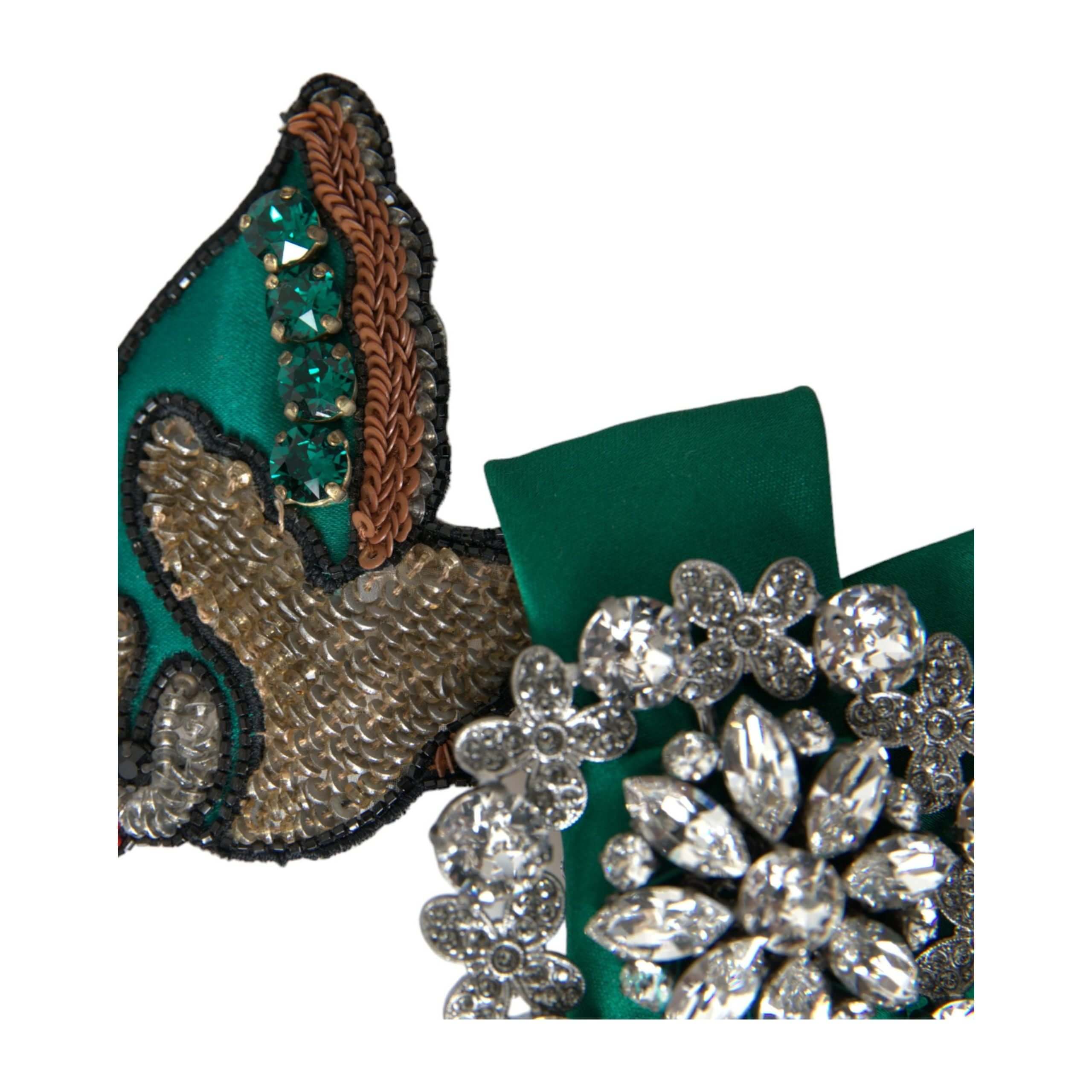 Green Satin Bird Crystal Women Hair Clip