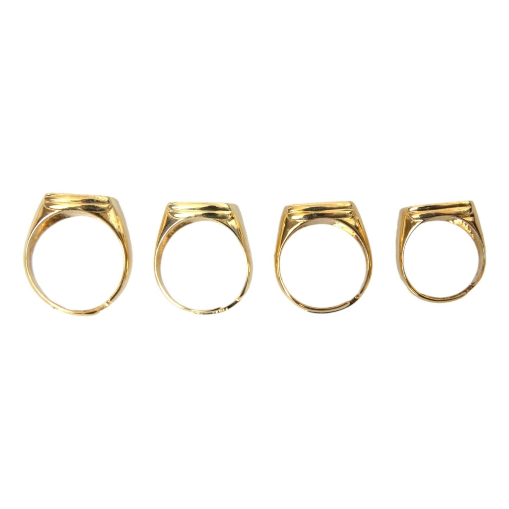 Gold Brass KING Enamel Set of 4 Ring