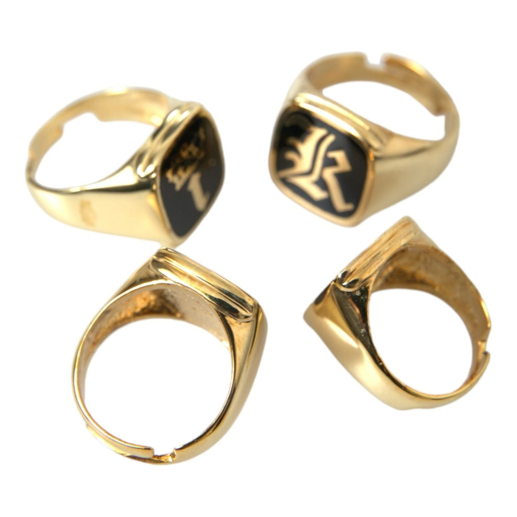 Gold Brass KING Enamel Set of 4 Ring