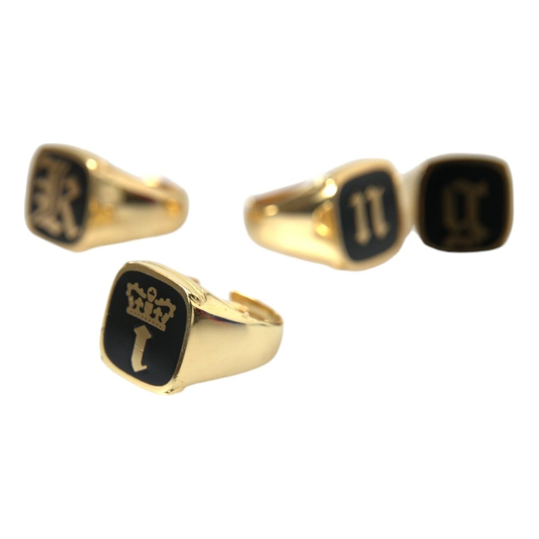 Gold Brass KING Enamel Set of 4 Ring