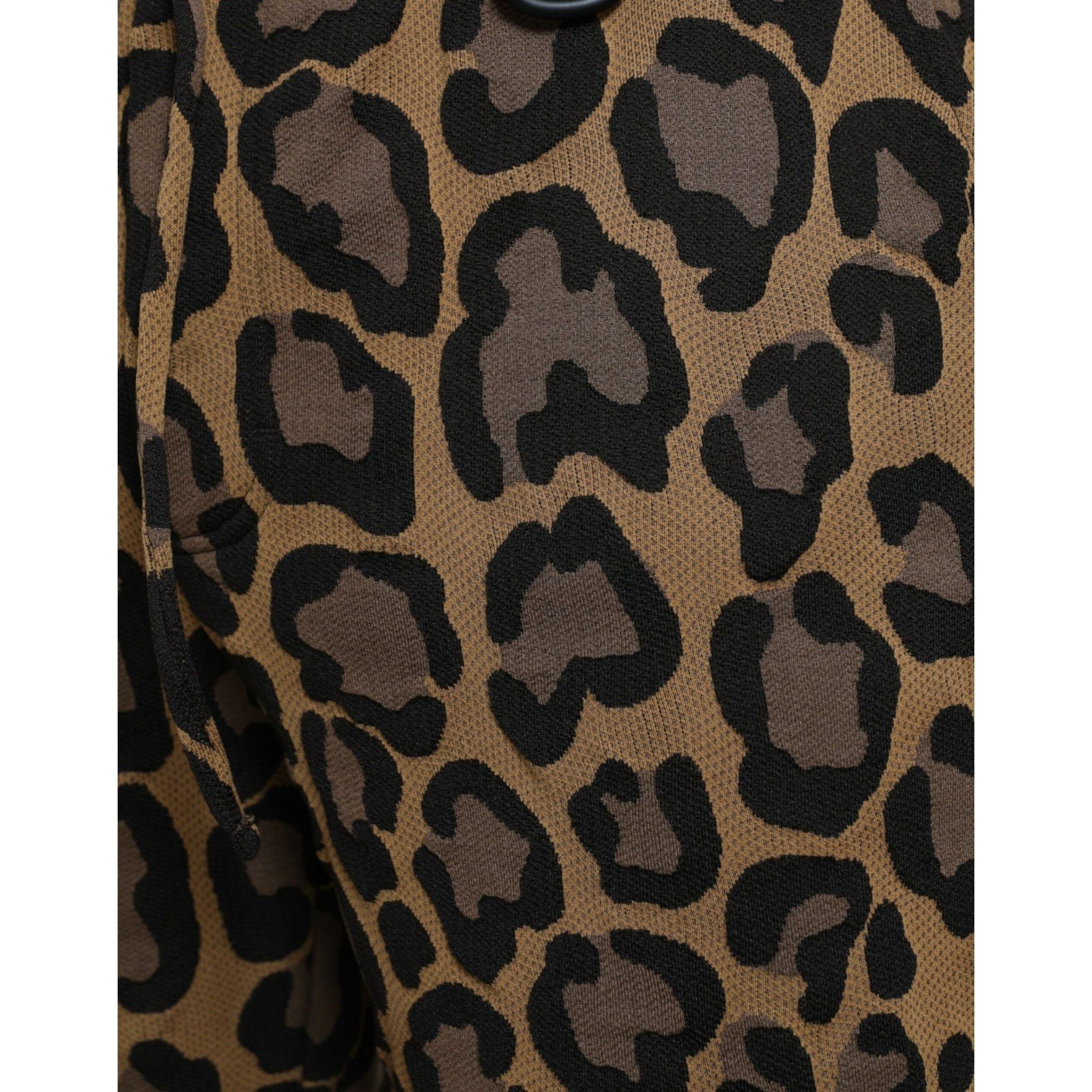 Brown Leopard Print Polyester Jogger Pants