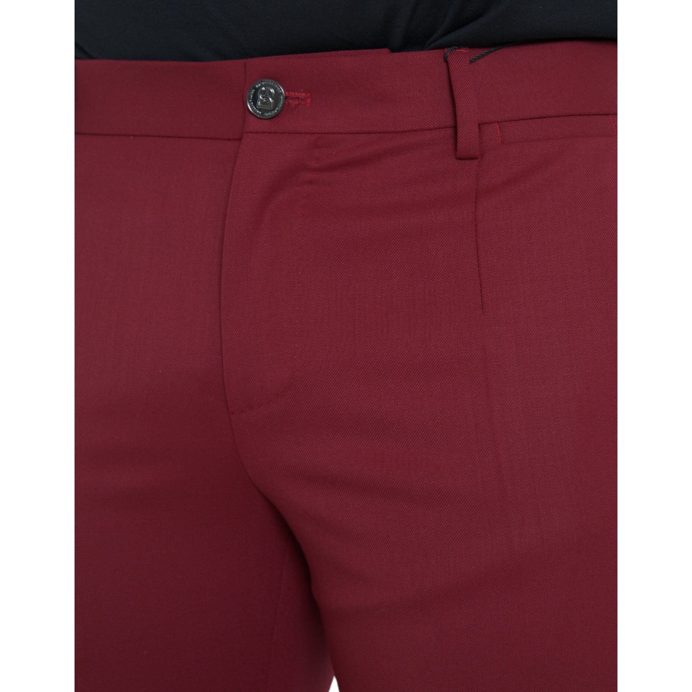 Red Wool Men Slim Fit Dress Pants