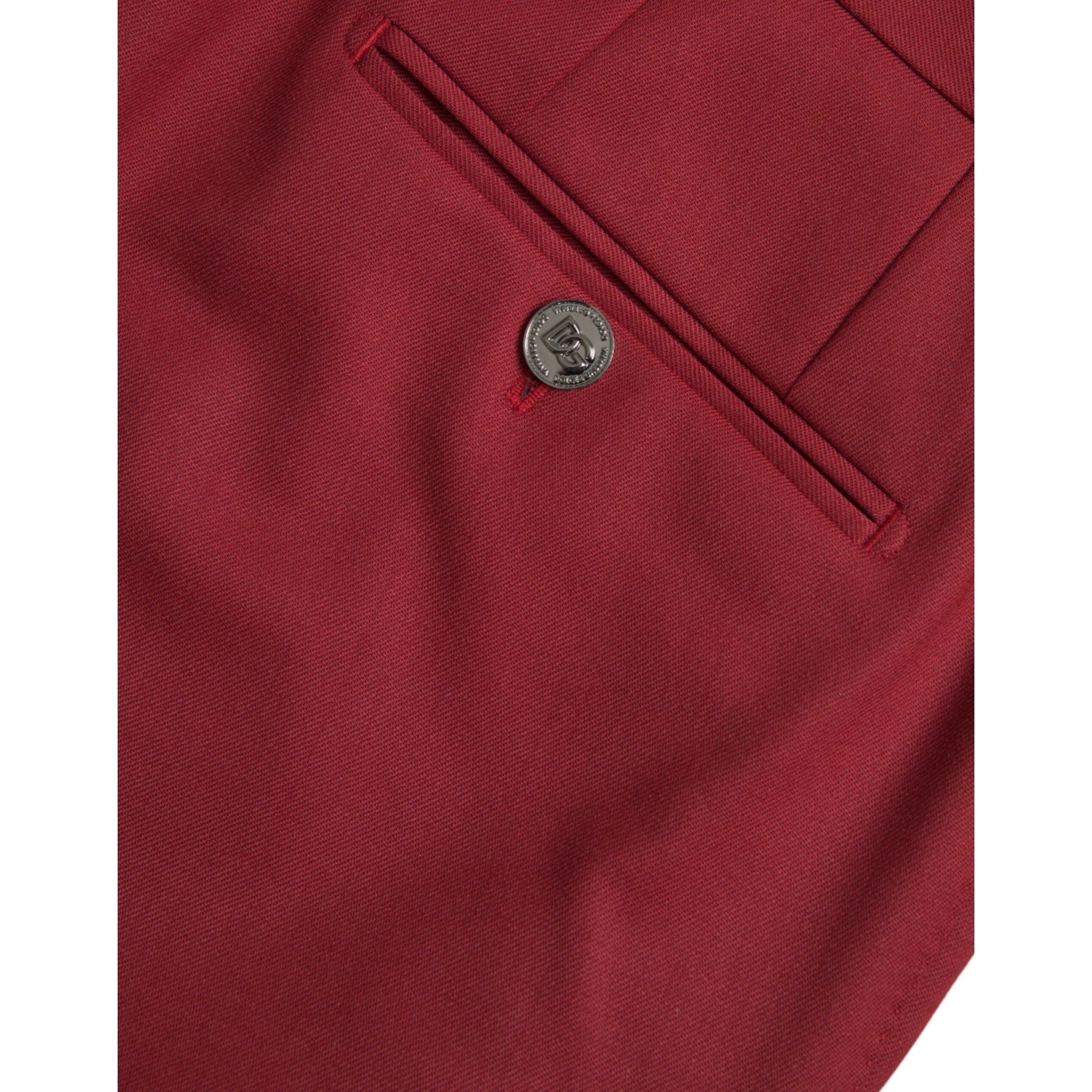 Red Wool Men Slim Fit Dress Pants