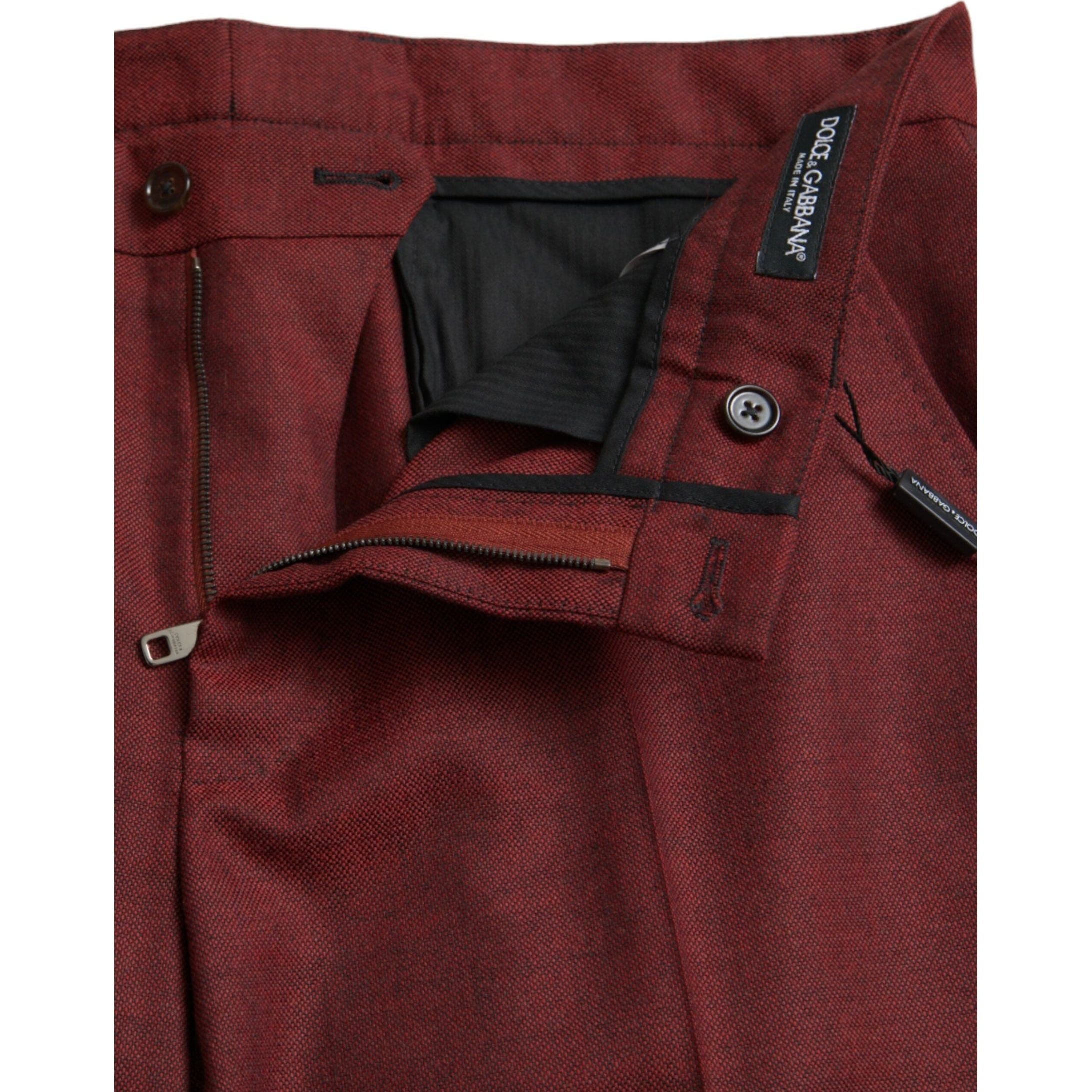 Maroon Wool Men Skinny Dress Pants