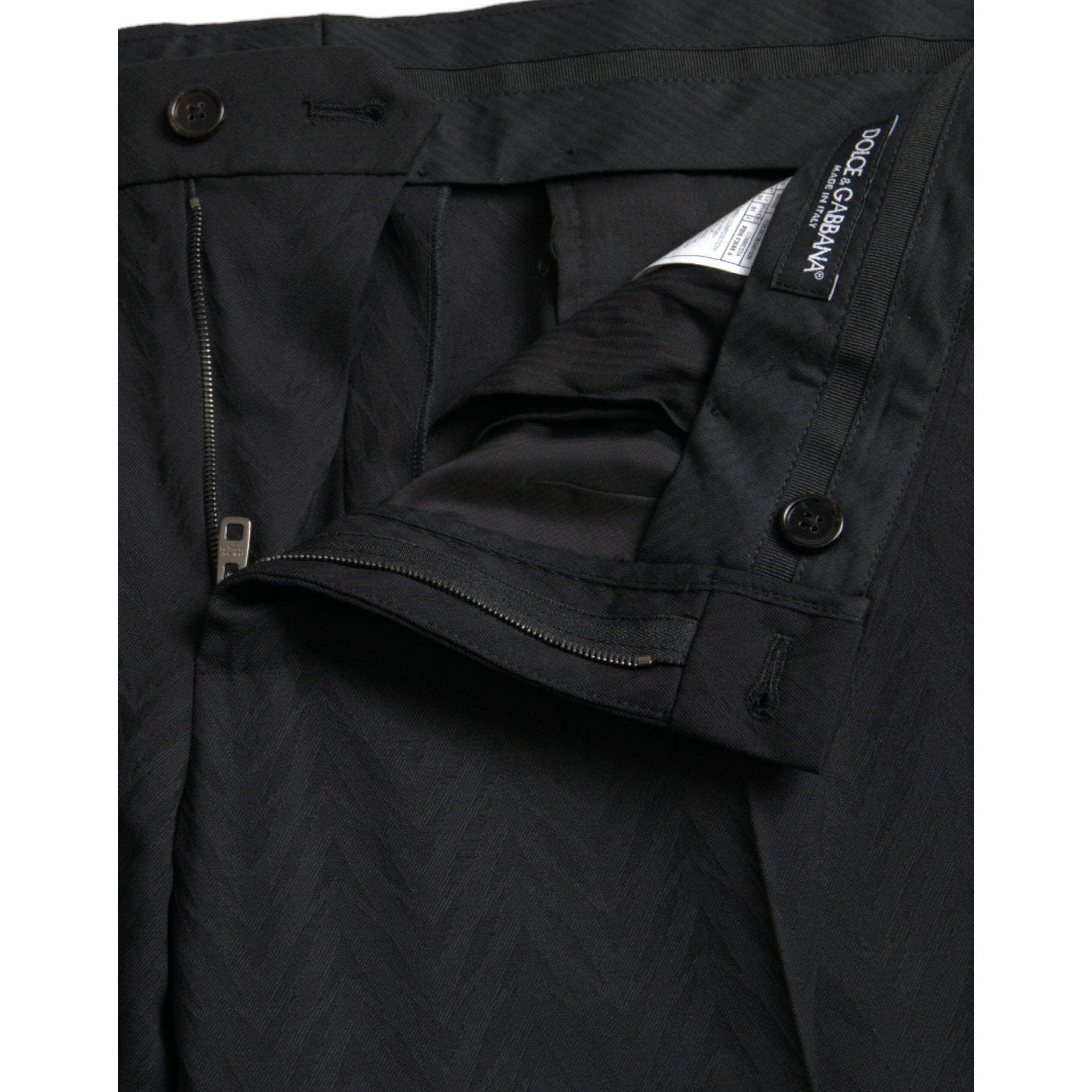 Black Wool Men Skinny Dress Pants