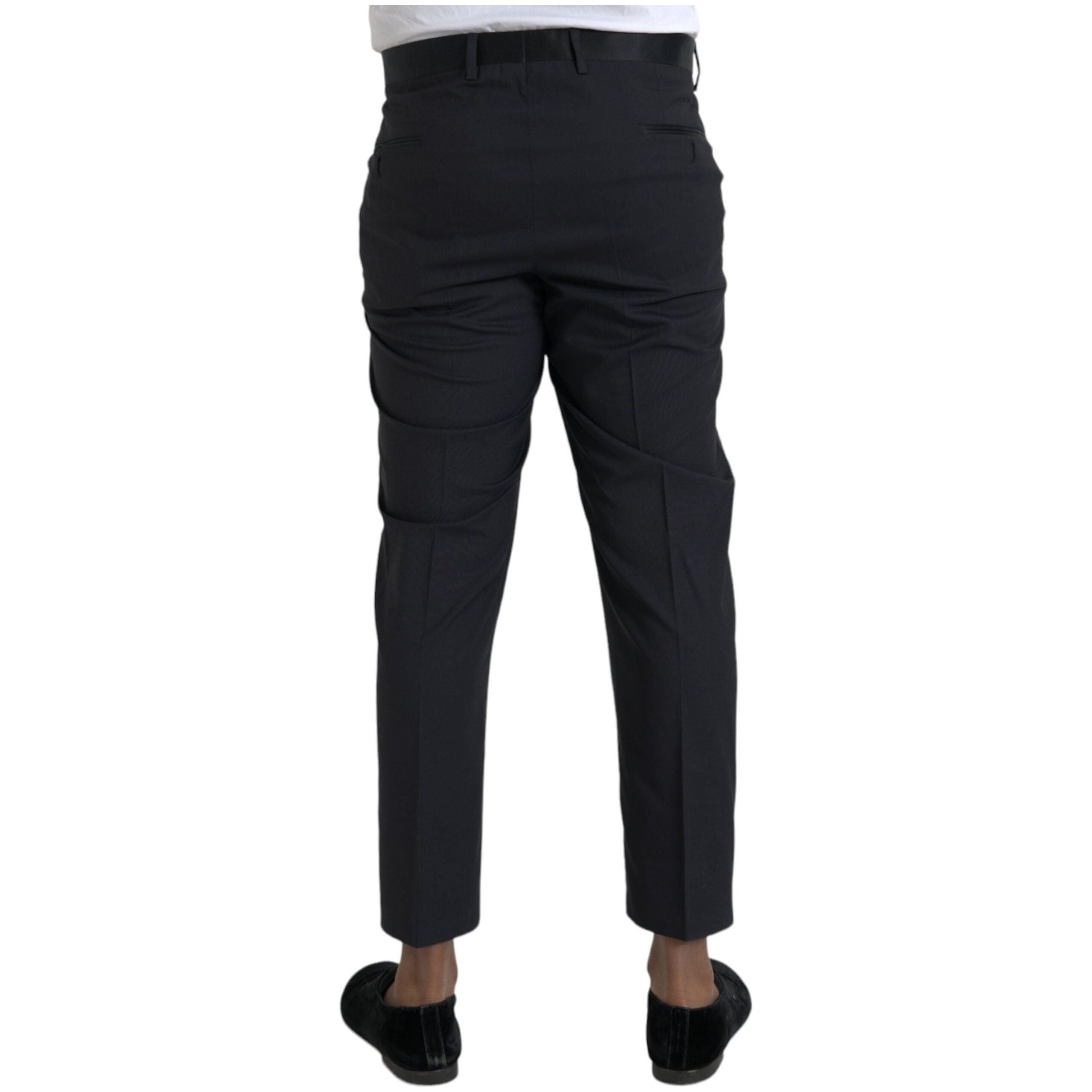 Blue Wool Men Skinny Dress Pants