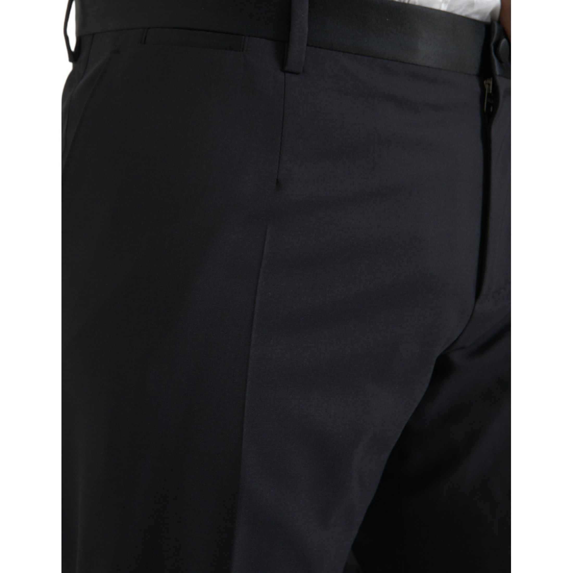 Blue Wool Men Skinny Dress Pants