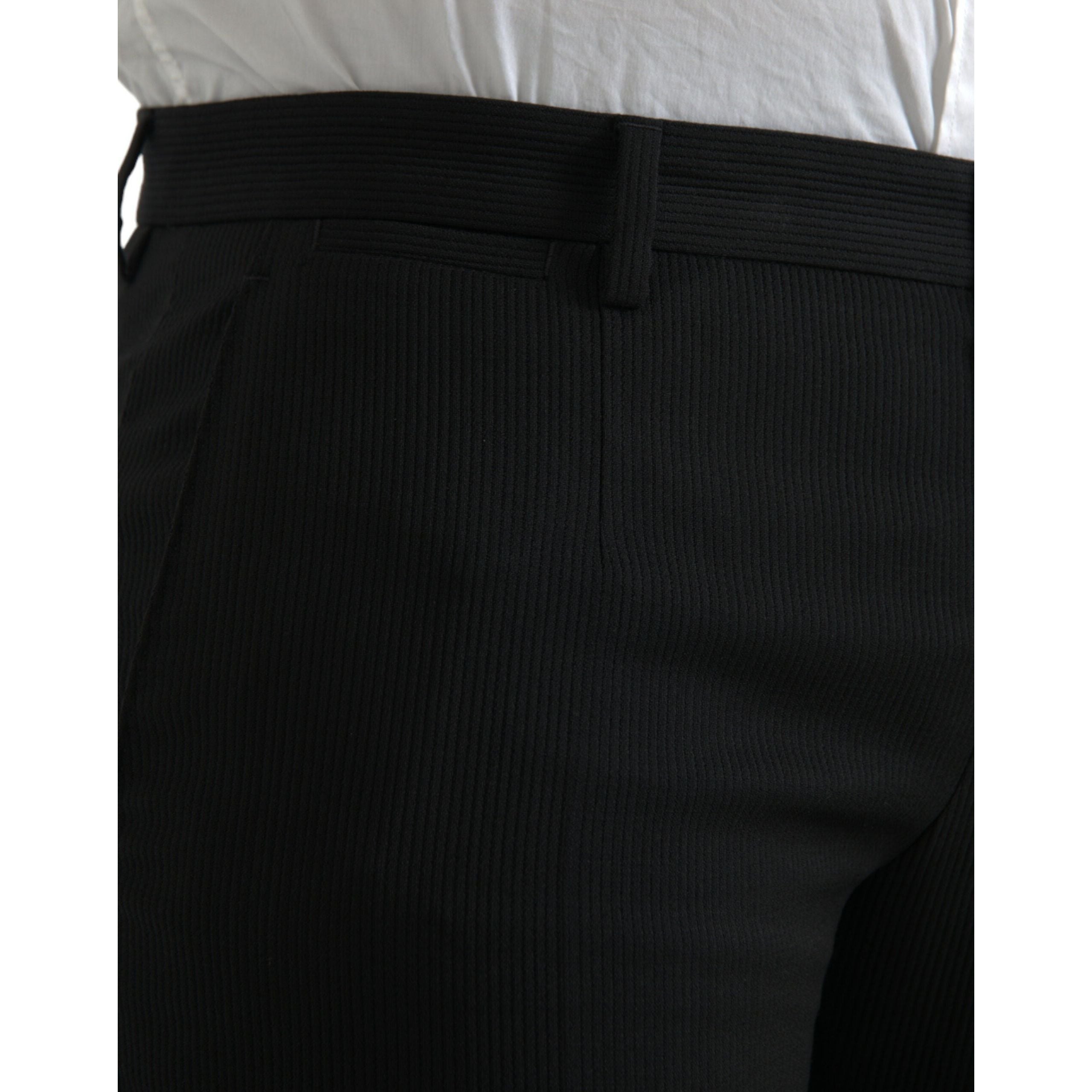 Black Wool Stretch Men Skinny Pants