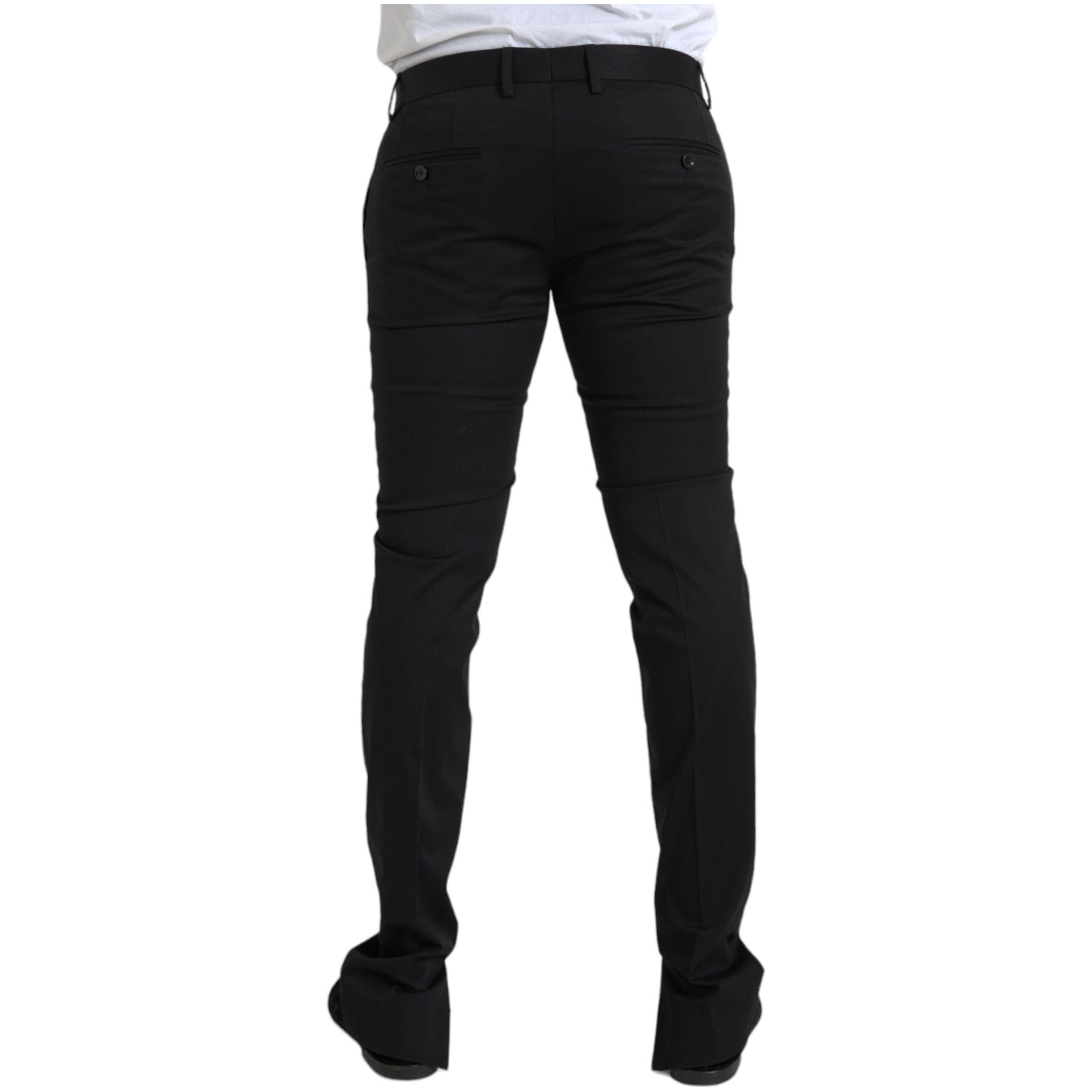 Black Cotton Stretch Skinny Dress Pants