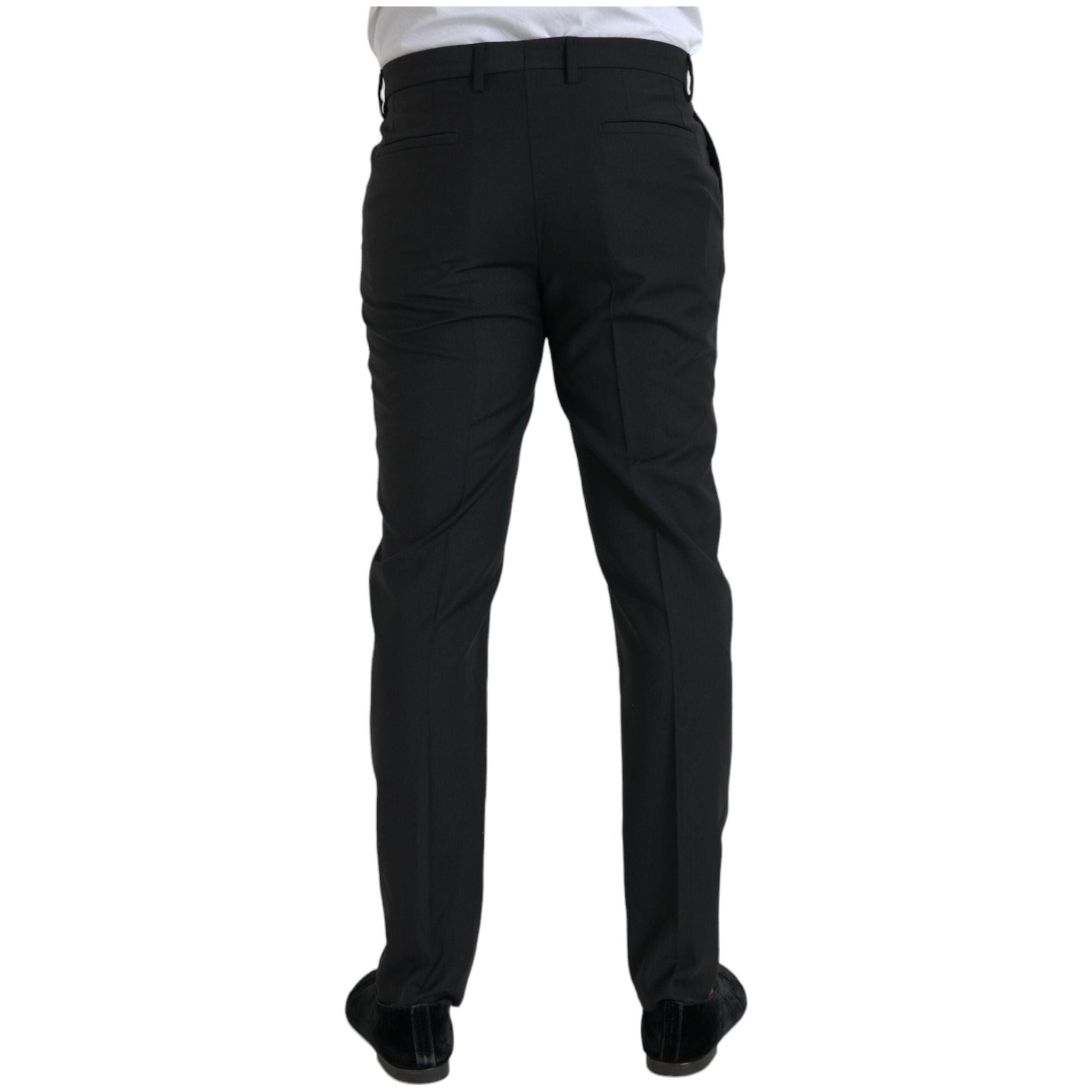 Black Wool Men Skinny Dress Pants