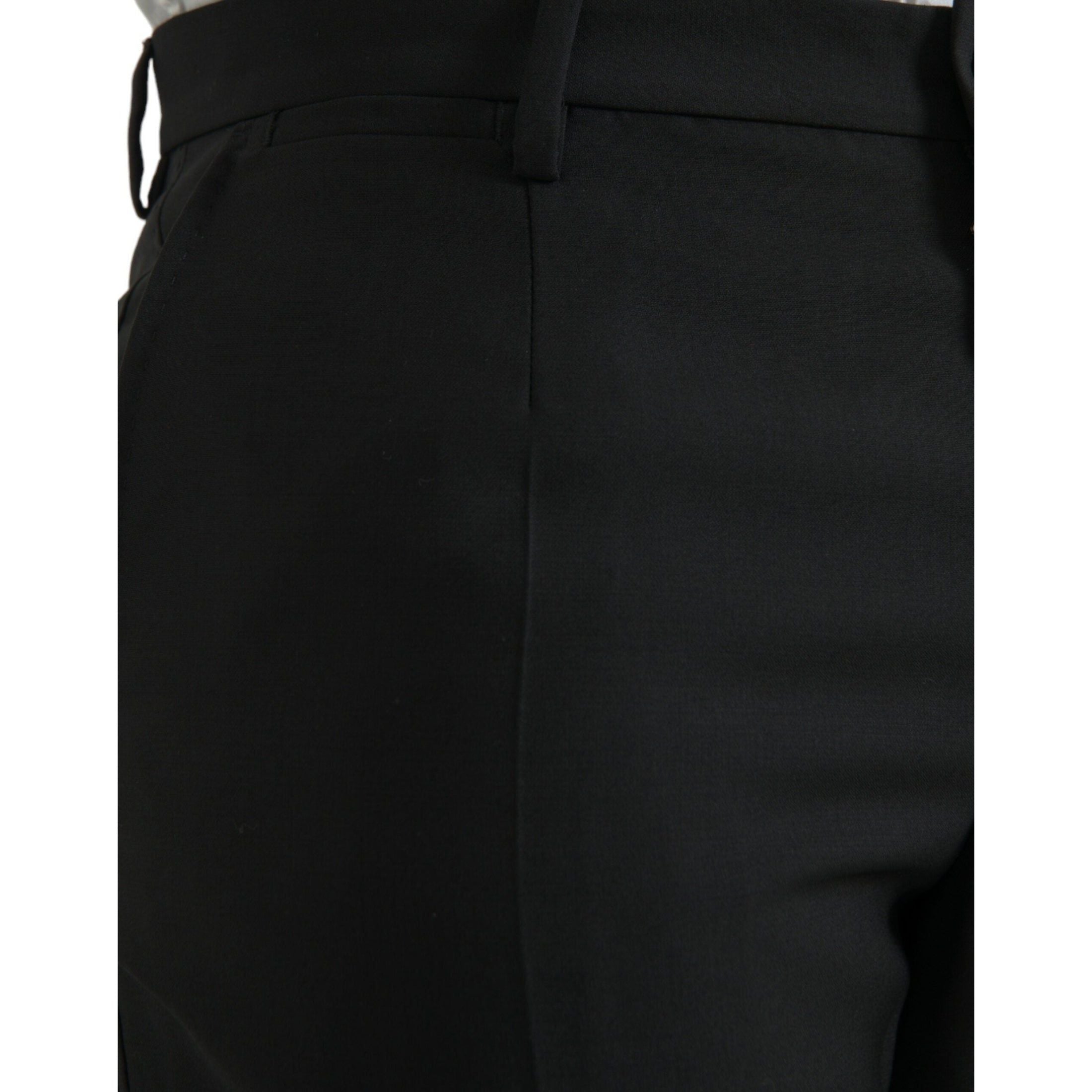 Black Wool Men Skinny Dress Pants