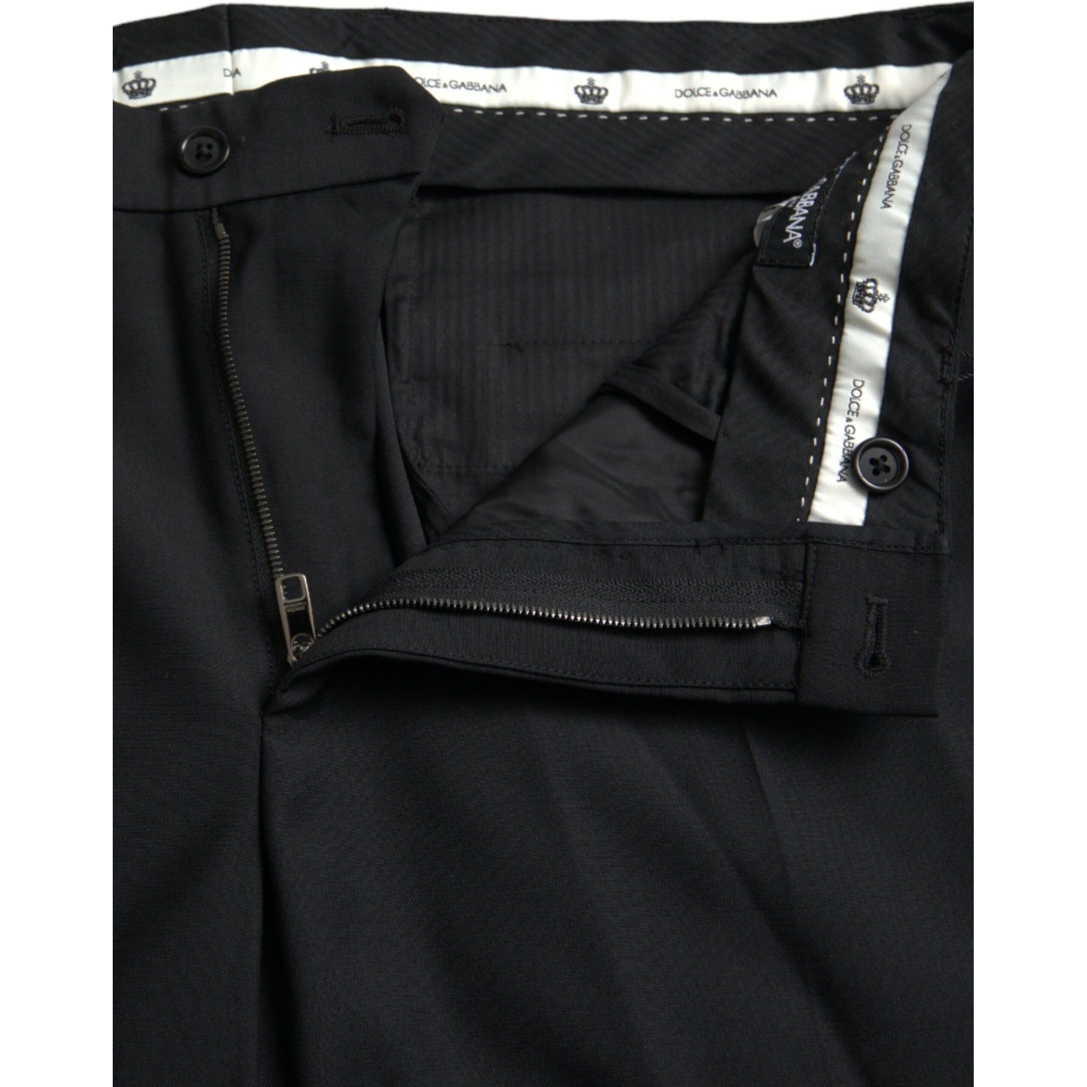 Black Wool Men Skinny Dress Pants