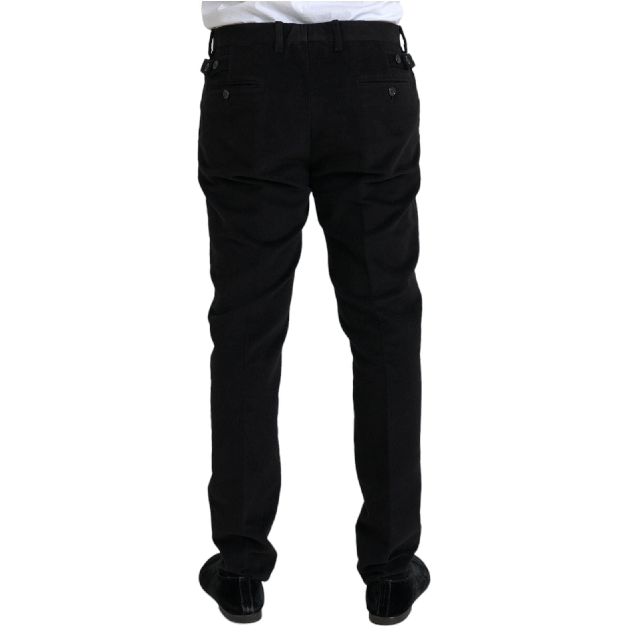 Black Cotton Velvet Skinny Pants